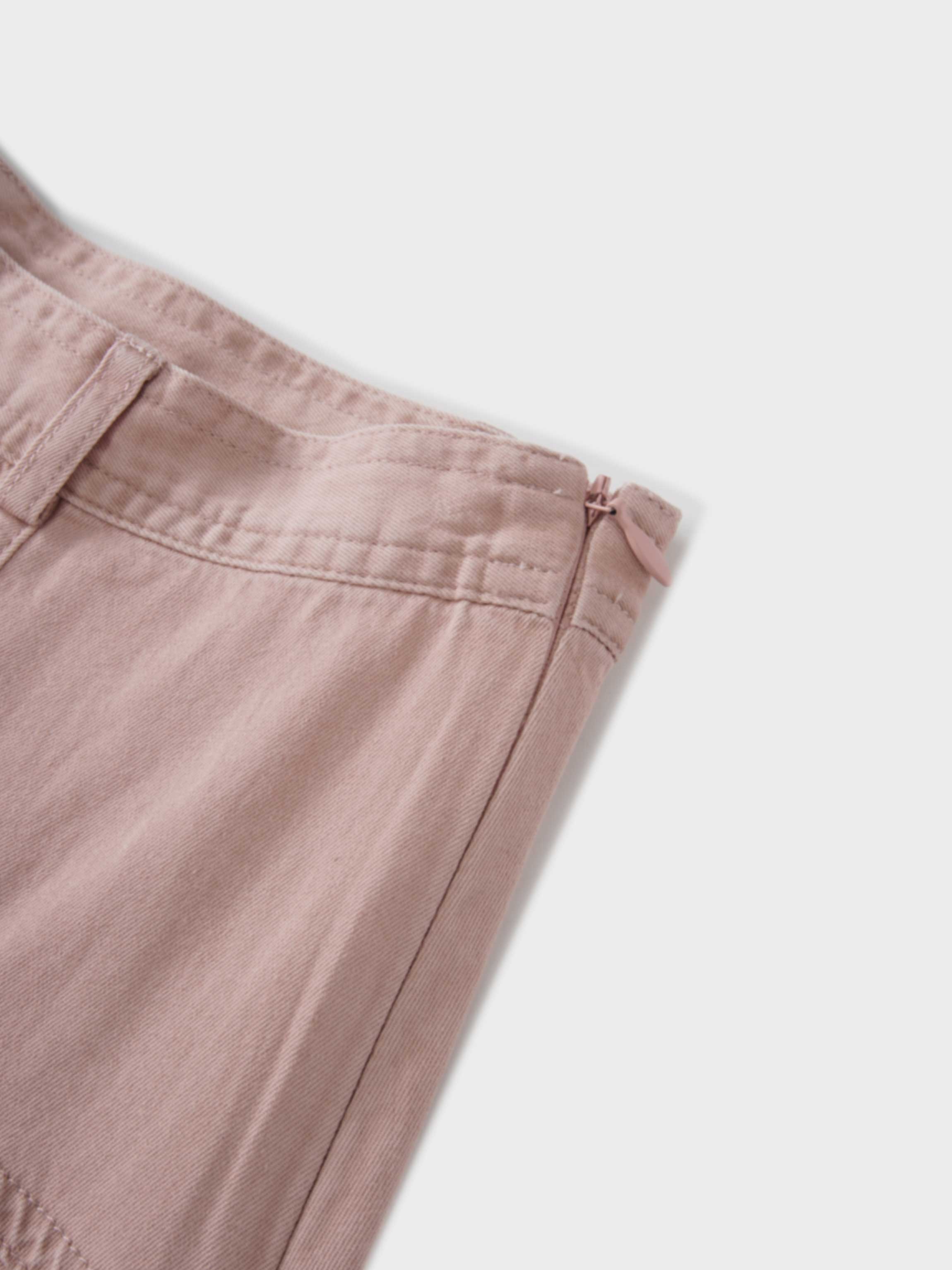 Denim Yoke Circle Skirt-Washed Pink