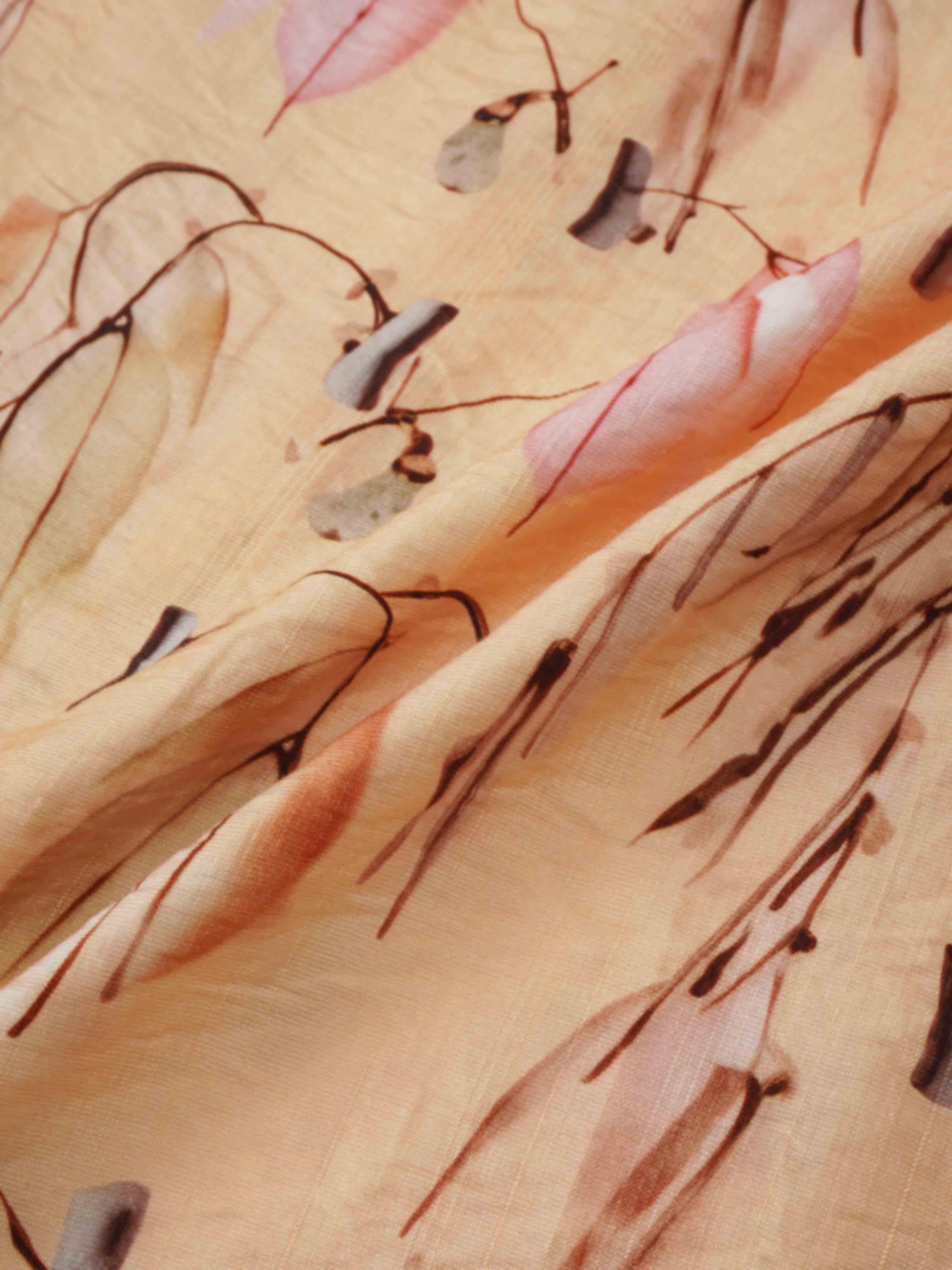 Puff Sleeve Button Down Blouse-Peach Feathers