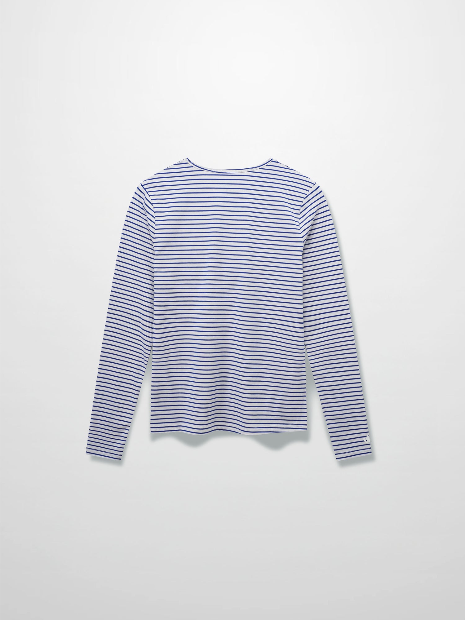 Flat Striped High V Long Sleeve-White/Navy
