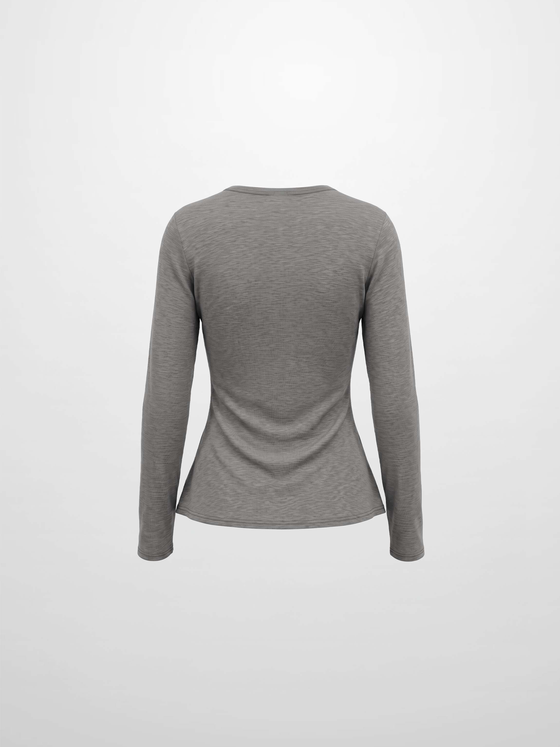 Bottom Crossover Knit Top - Grey