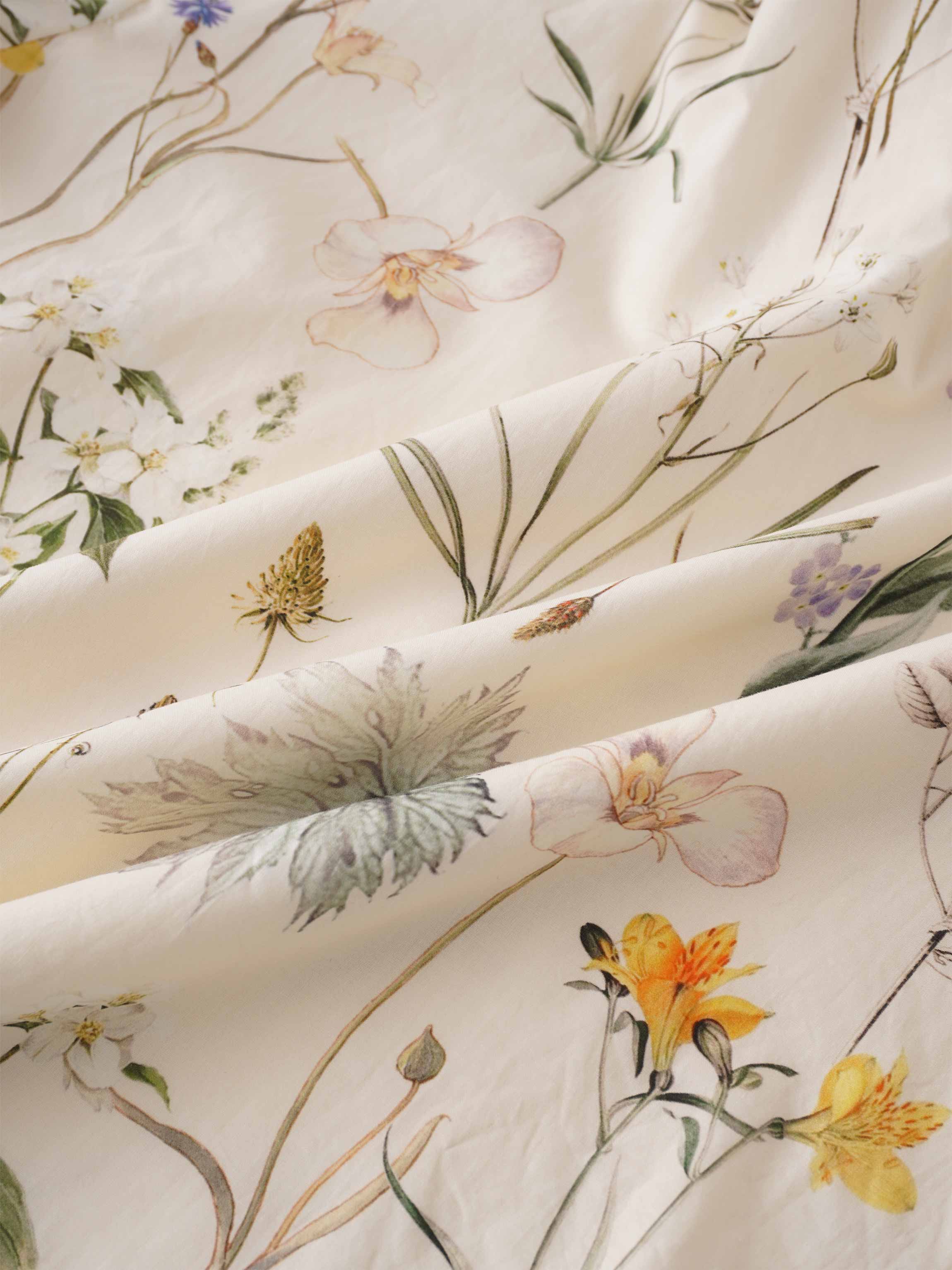 High V Puff Sleeve Top-Antique Floral