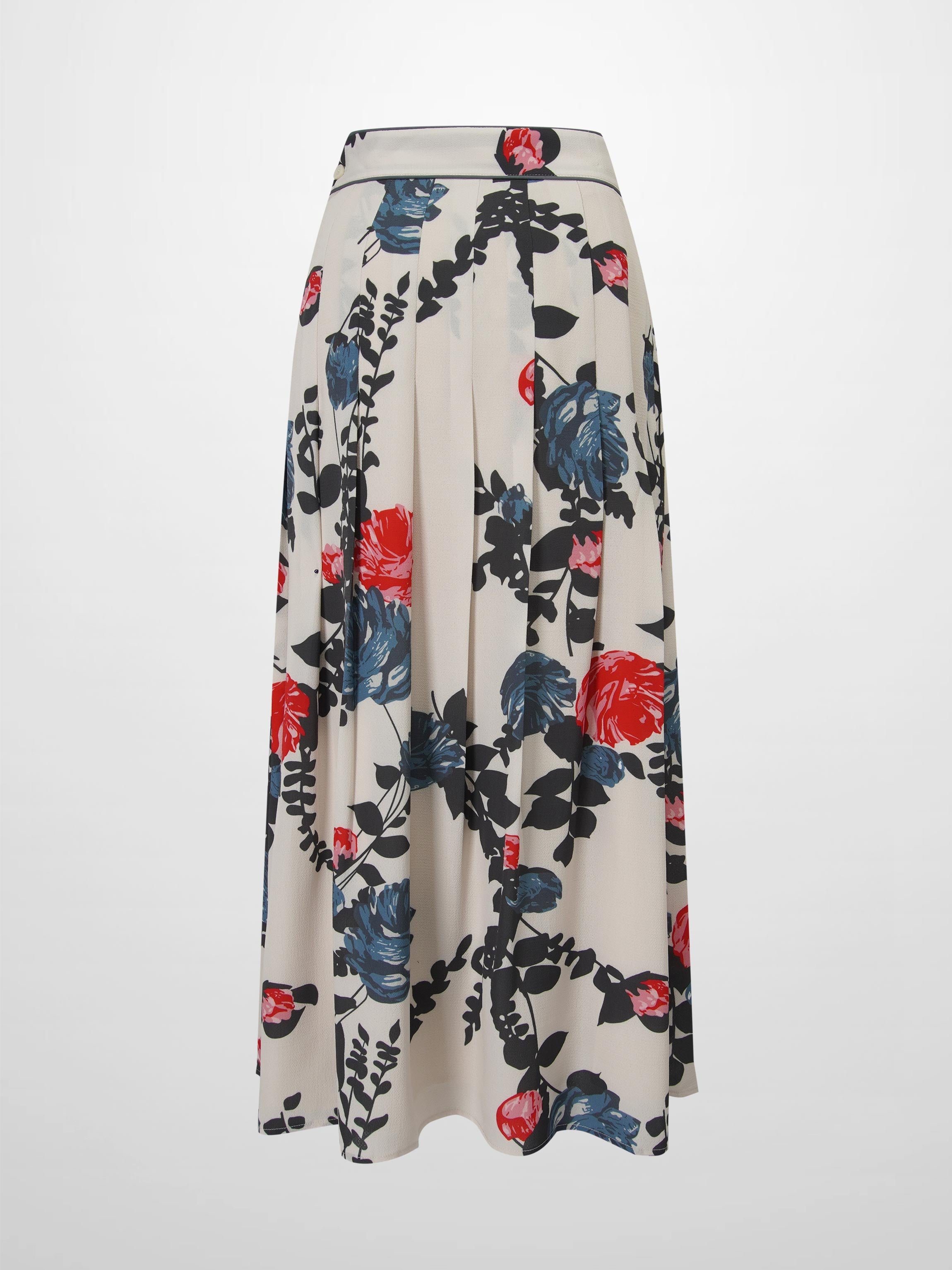 Printed Stitched Pleated Skirt-Floral