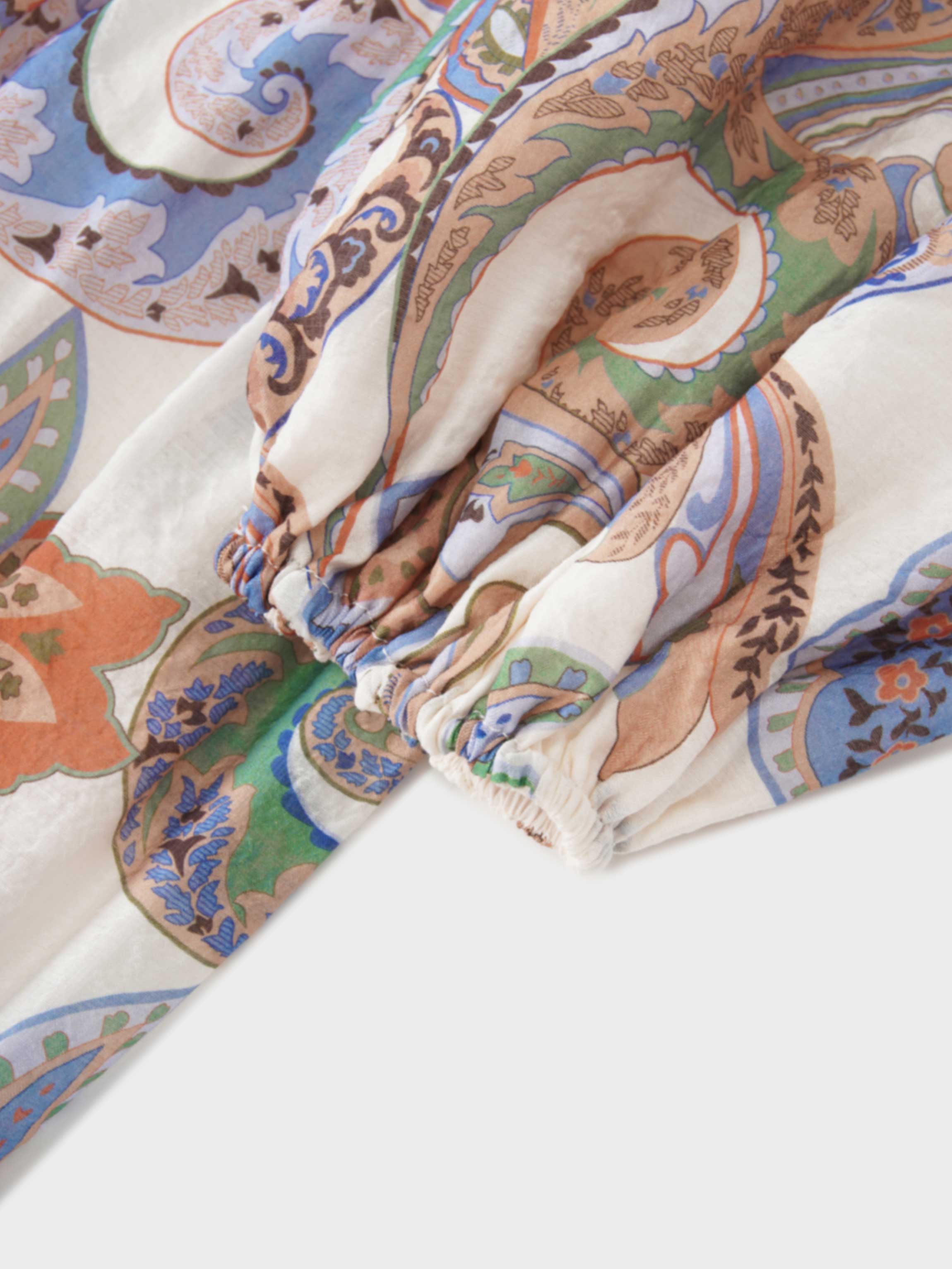 Peasant Belted Dress-Paisley Floral