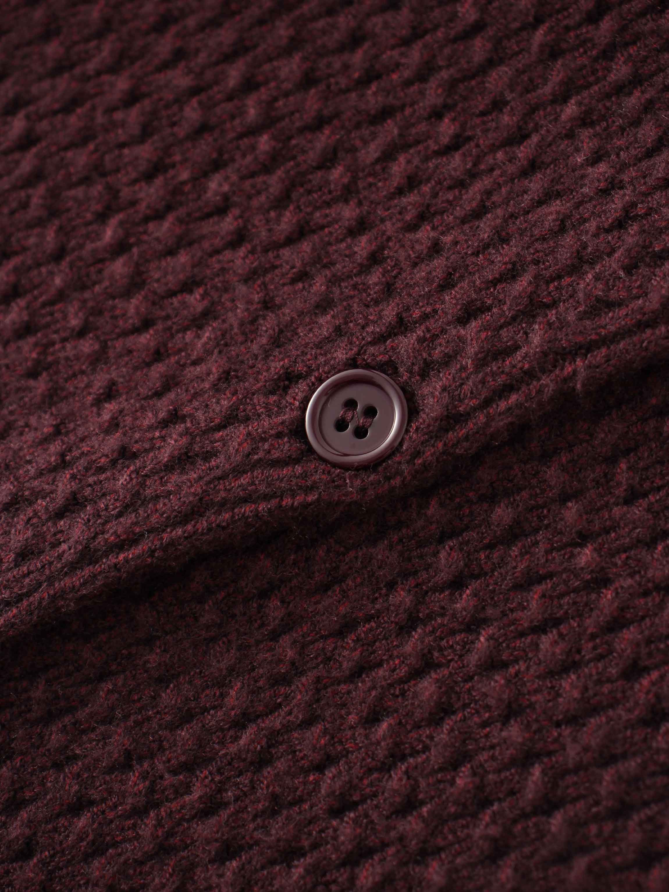 Textured Crew Cardigan-Heathered Burgundy