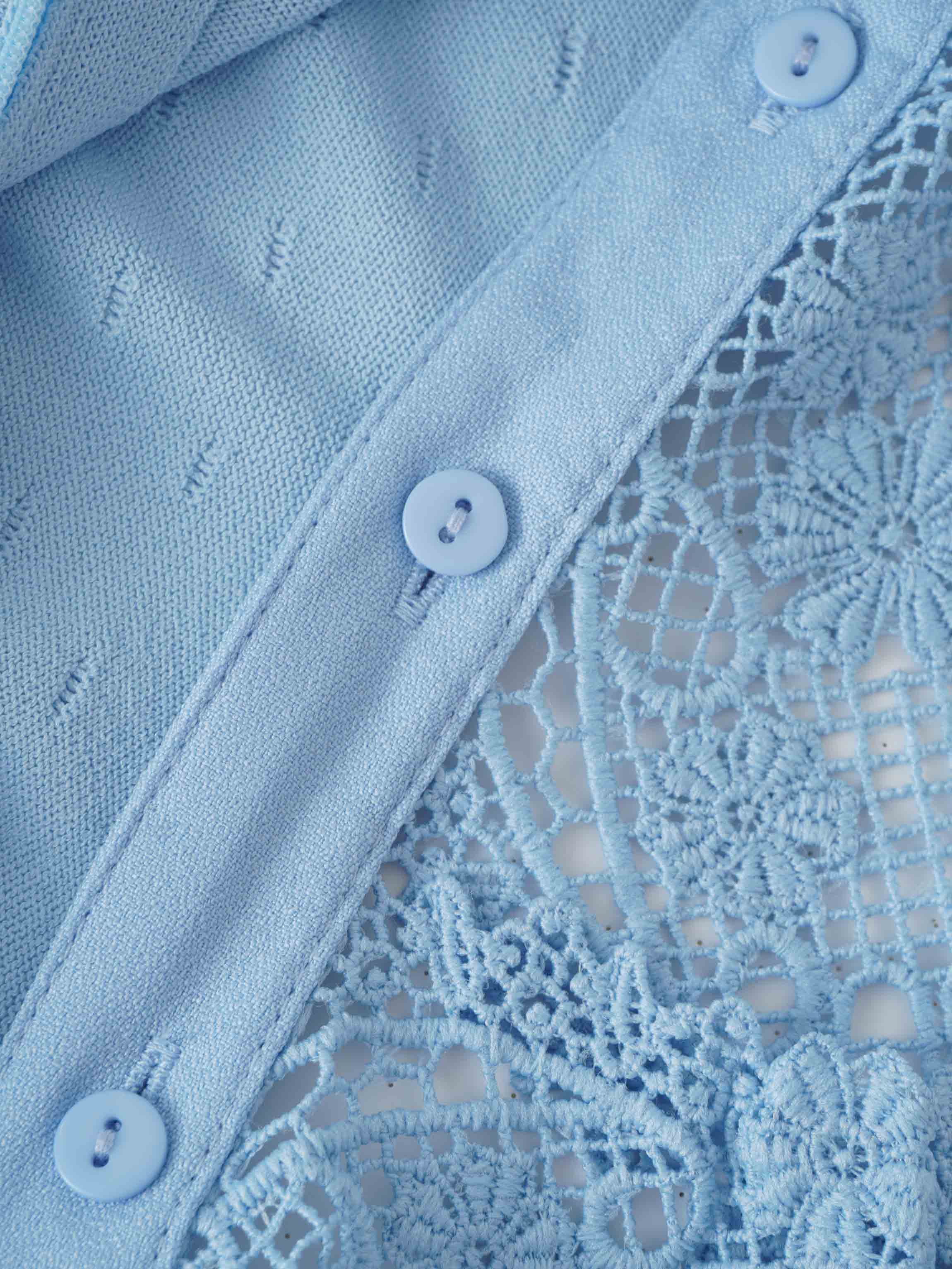 Crew Neck Pebbled Sweater-Light Blue
