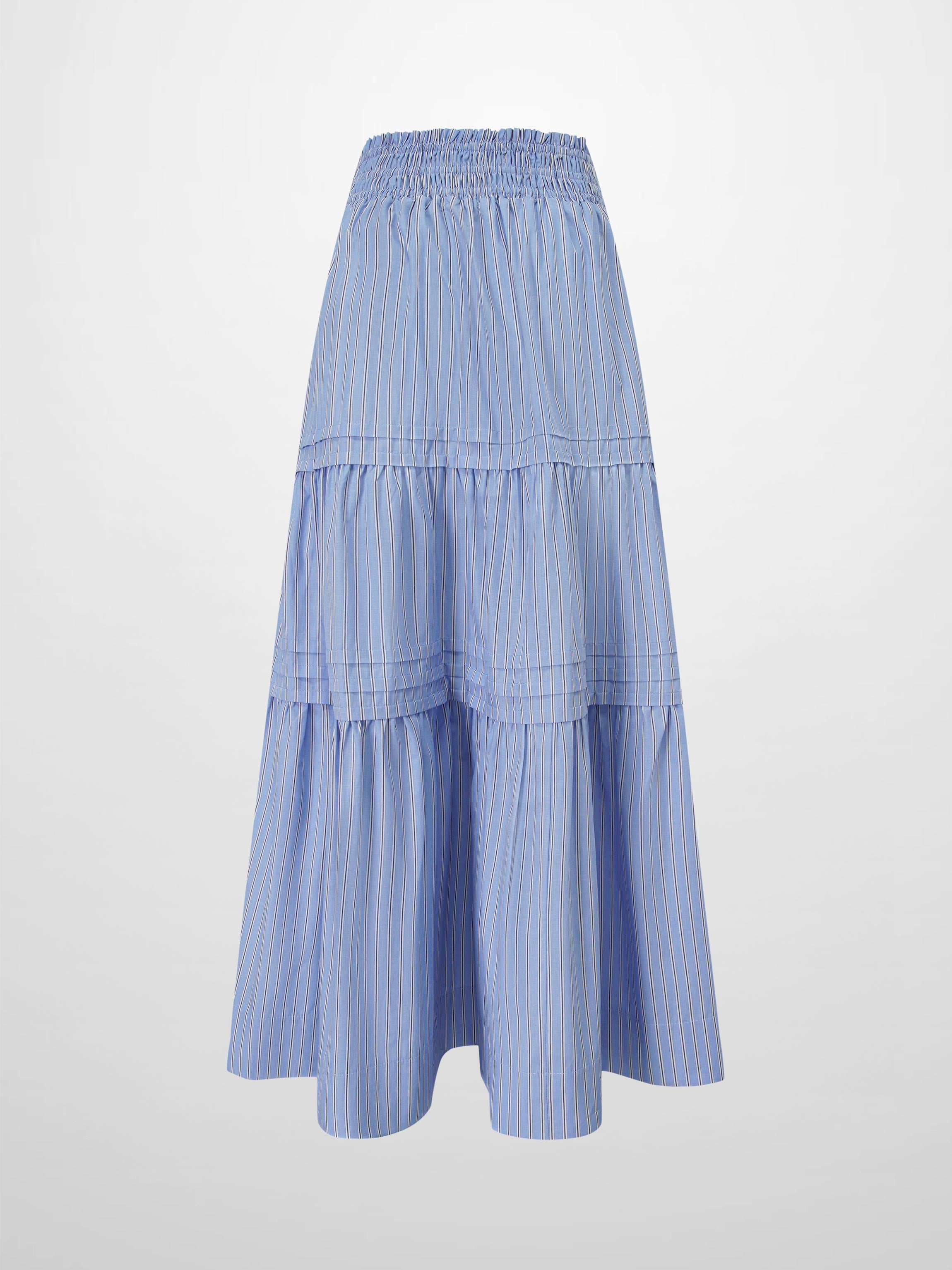 Striped Prairie Skirt-Light Blue