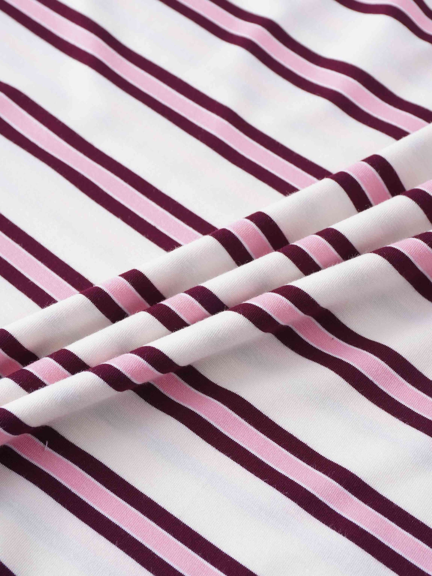 Flat Striped High V Long Sleeve-Raspberry/Pink