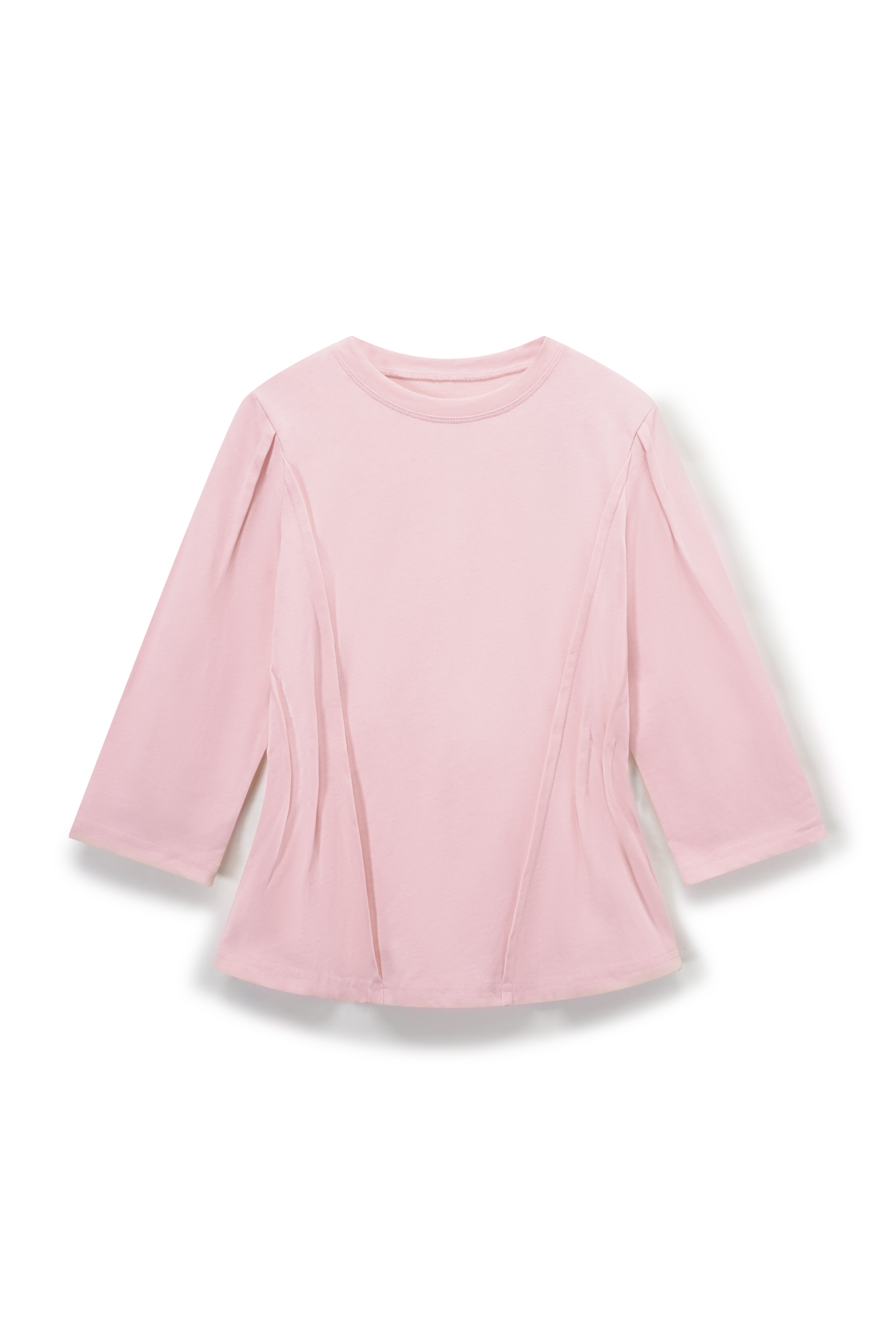 Pleat Seam T-shirt-Pink
