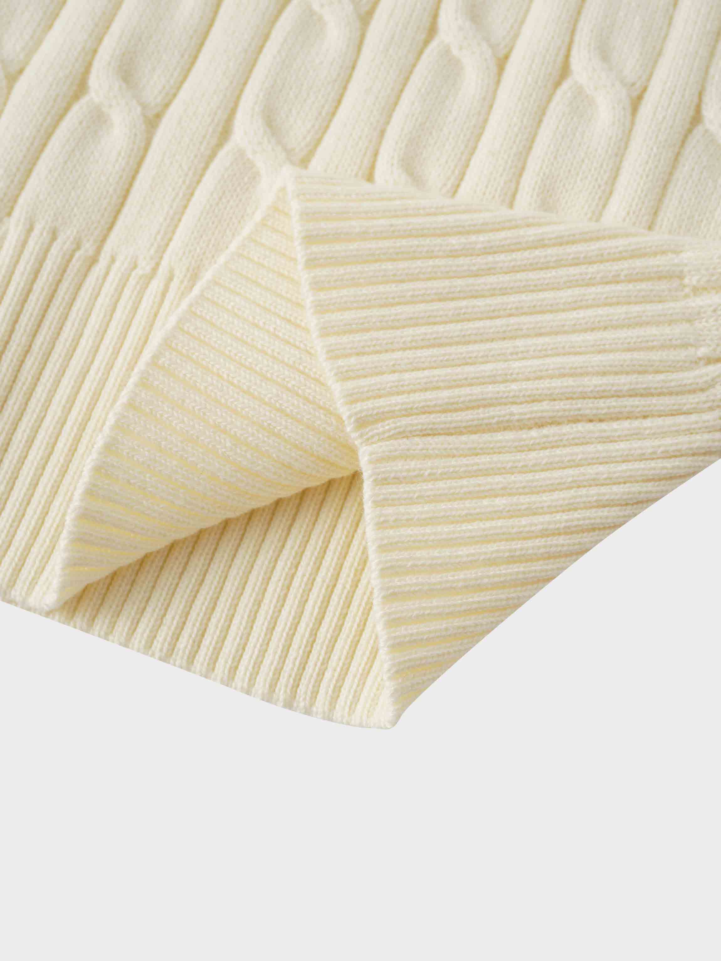 Crew Neck Cable Sweater-Ivory