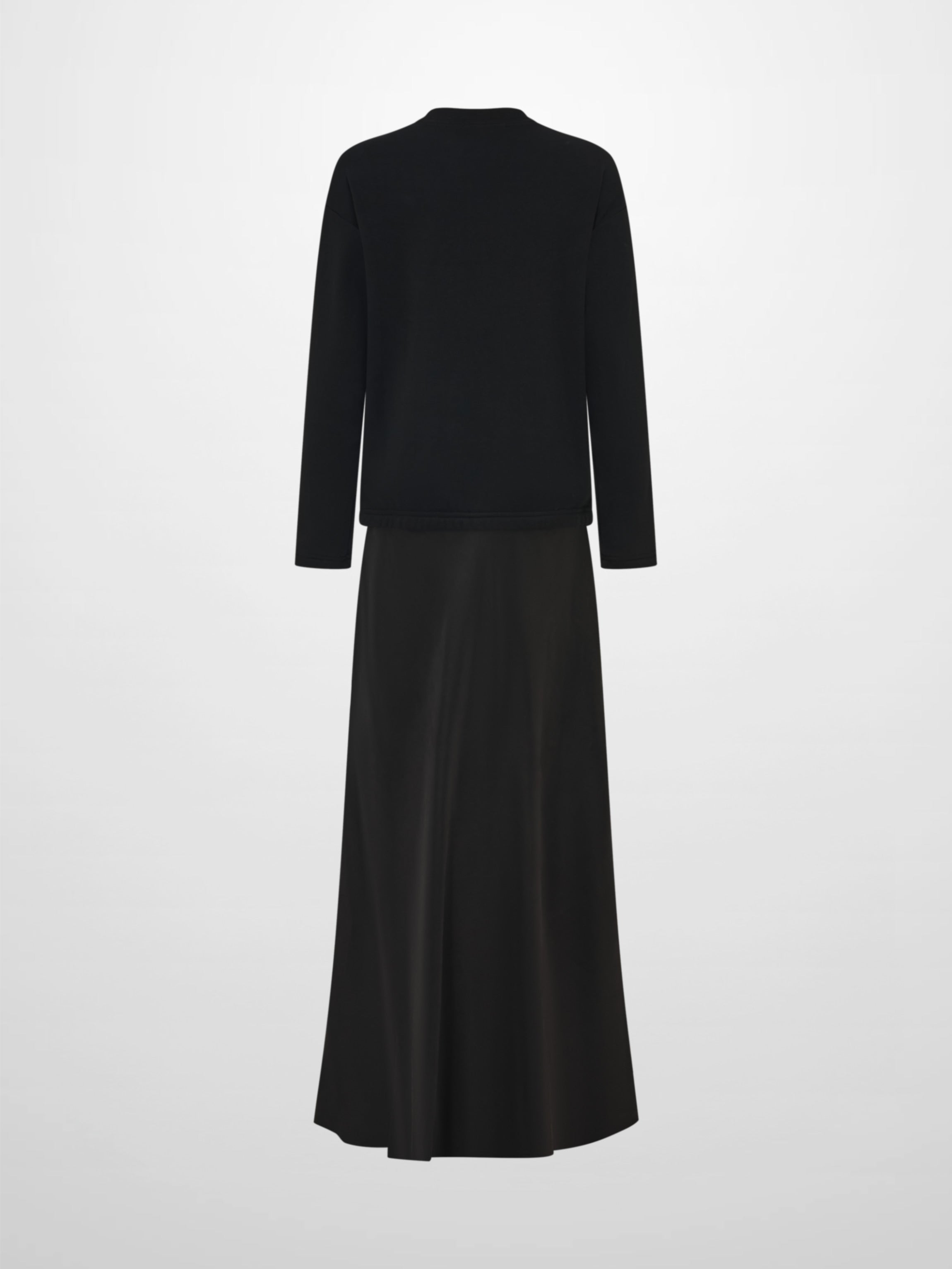 Cupro Bottom Sweatshirt Dress-Black