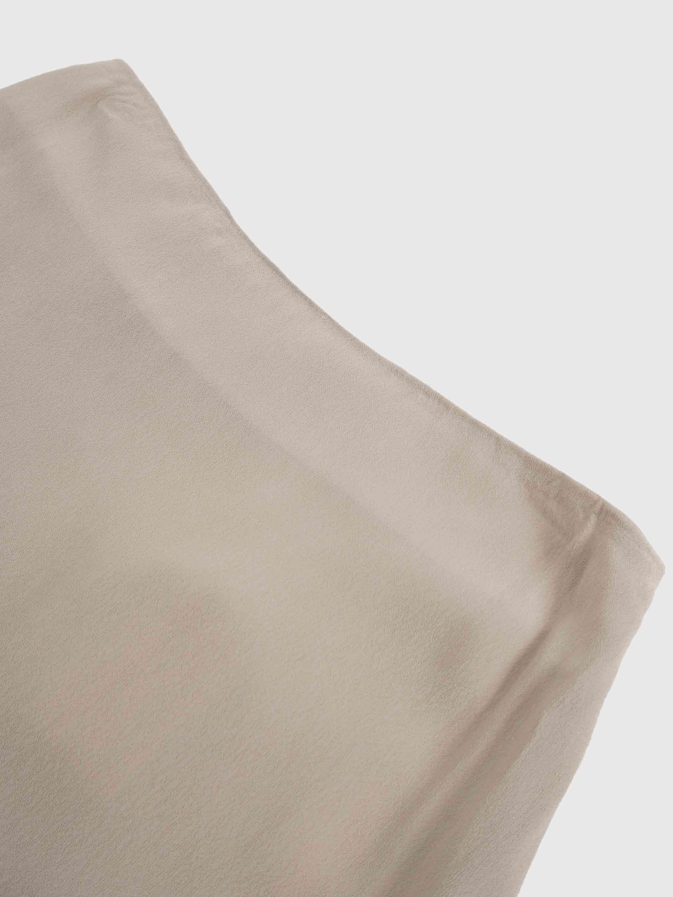 Curved Hem Maxi Skirt-Tan