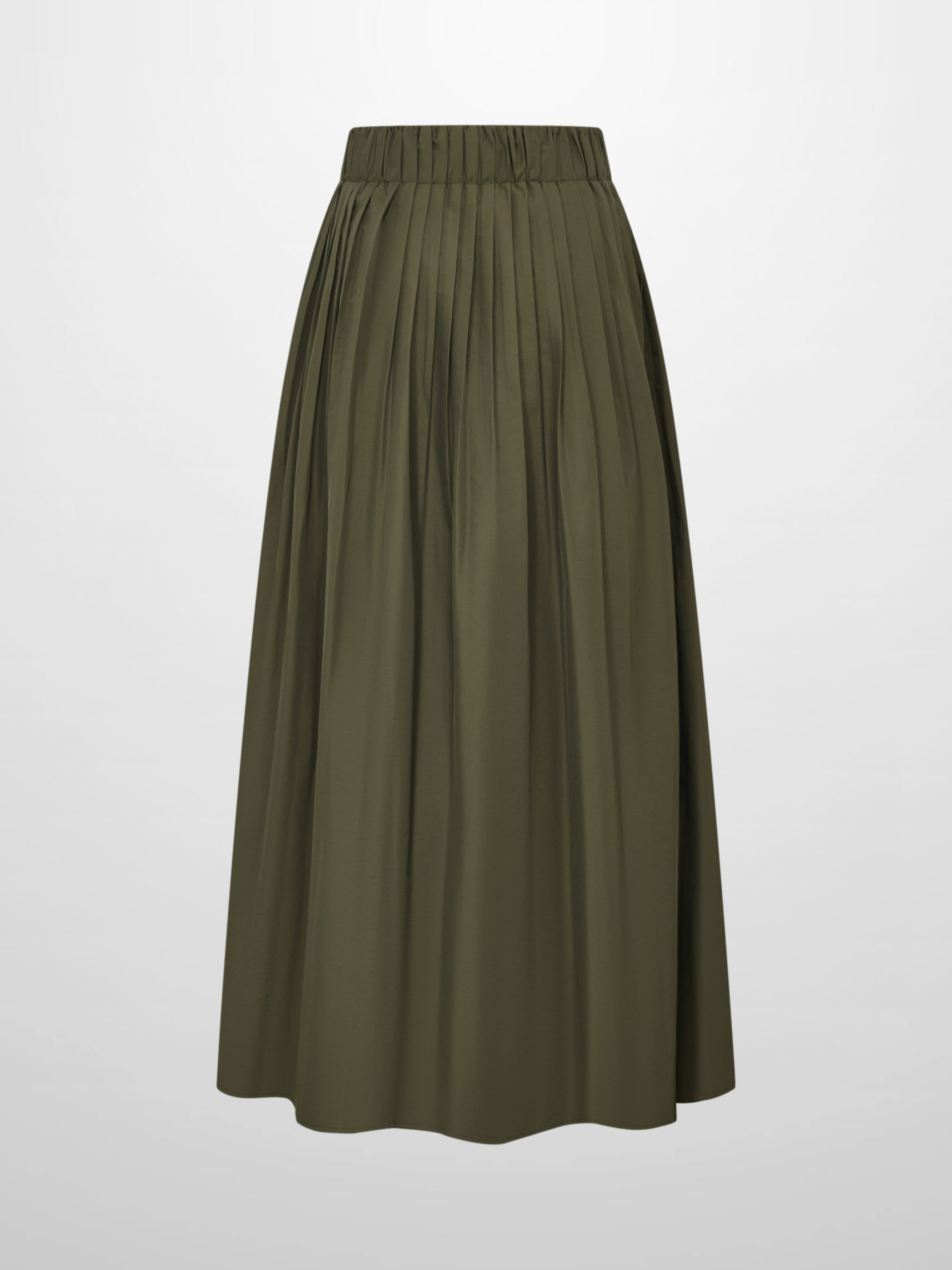 Elastic Waist Taffeta Skirt - Olive