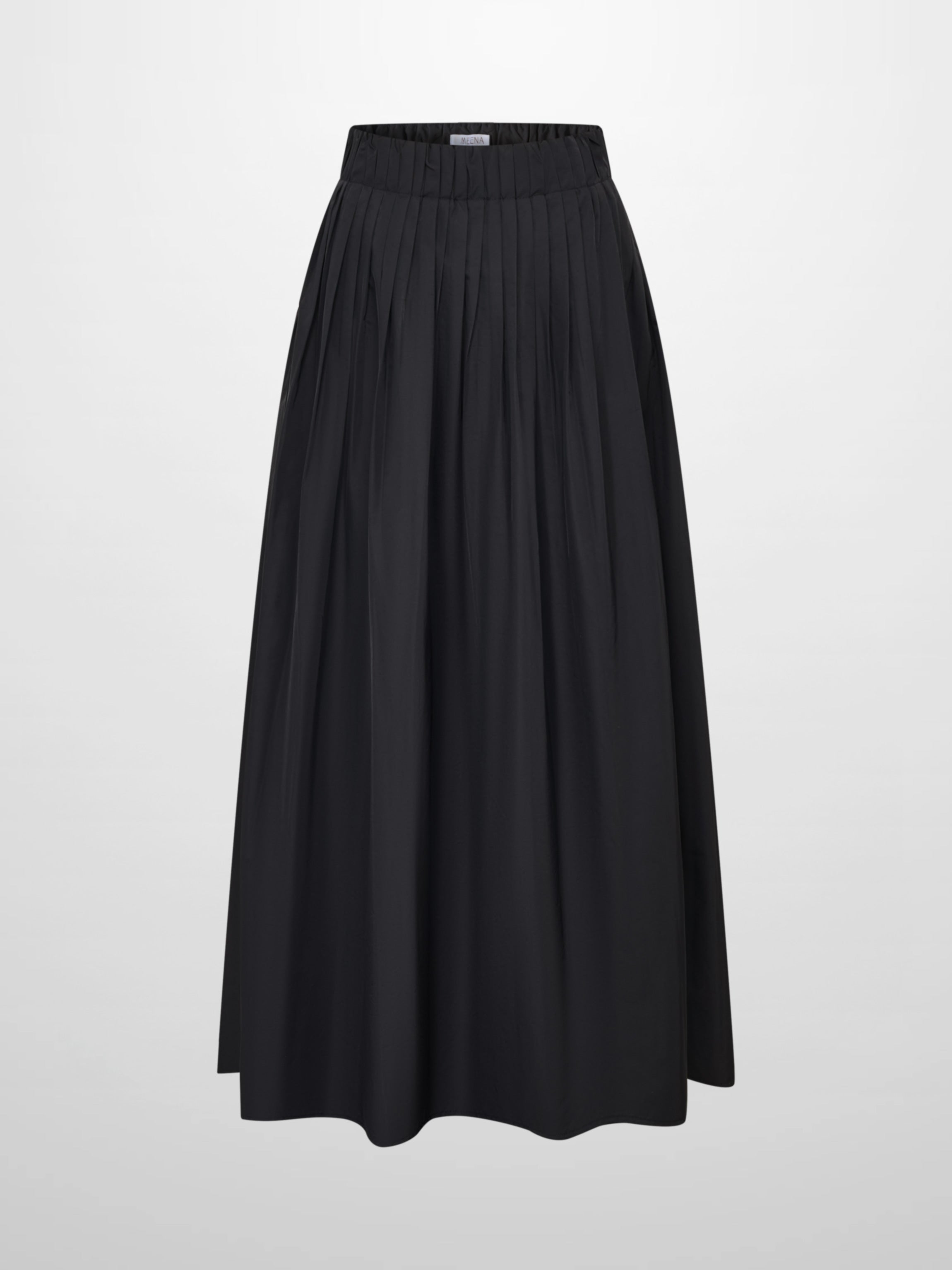 Elastic Waist Taffeta Skirt - Black