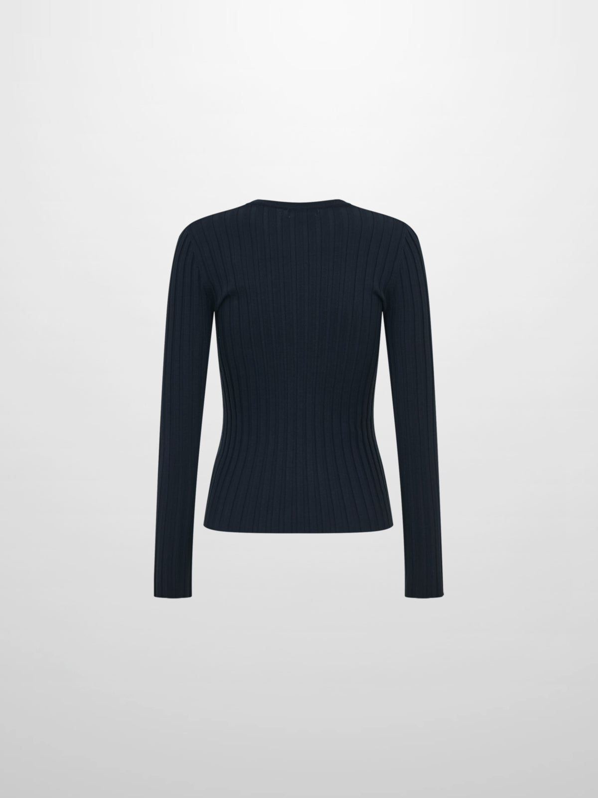 Ribbed Crew Neck Sweater - Navy