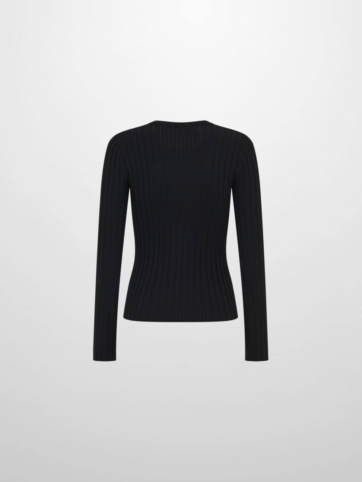 Ribbed Crew Neck Sweater - Black