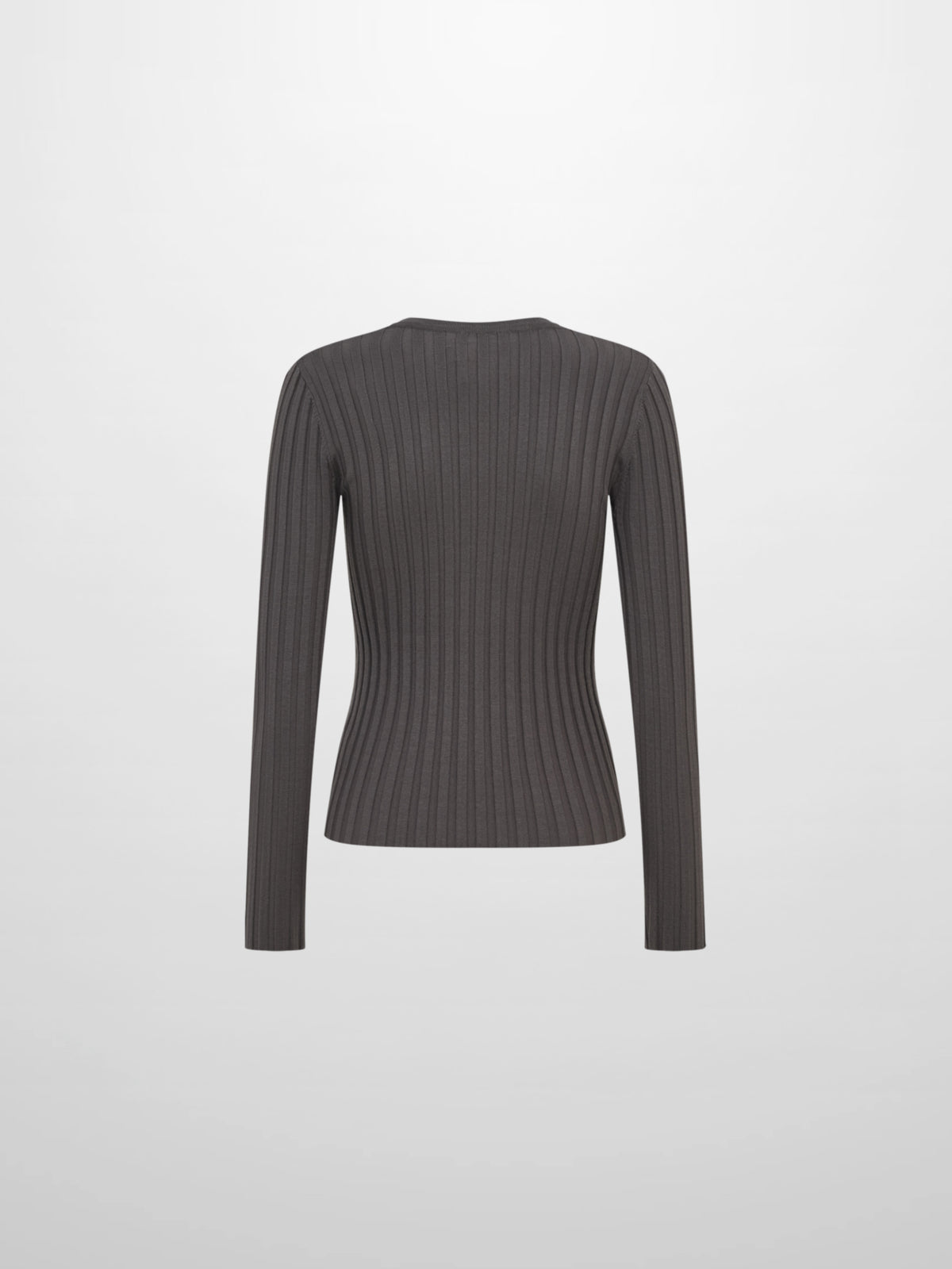 Ribbed Crew Neck Sweater - Grey