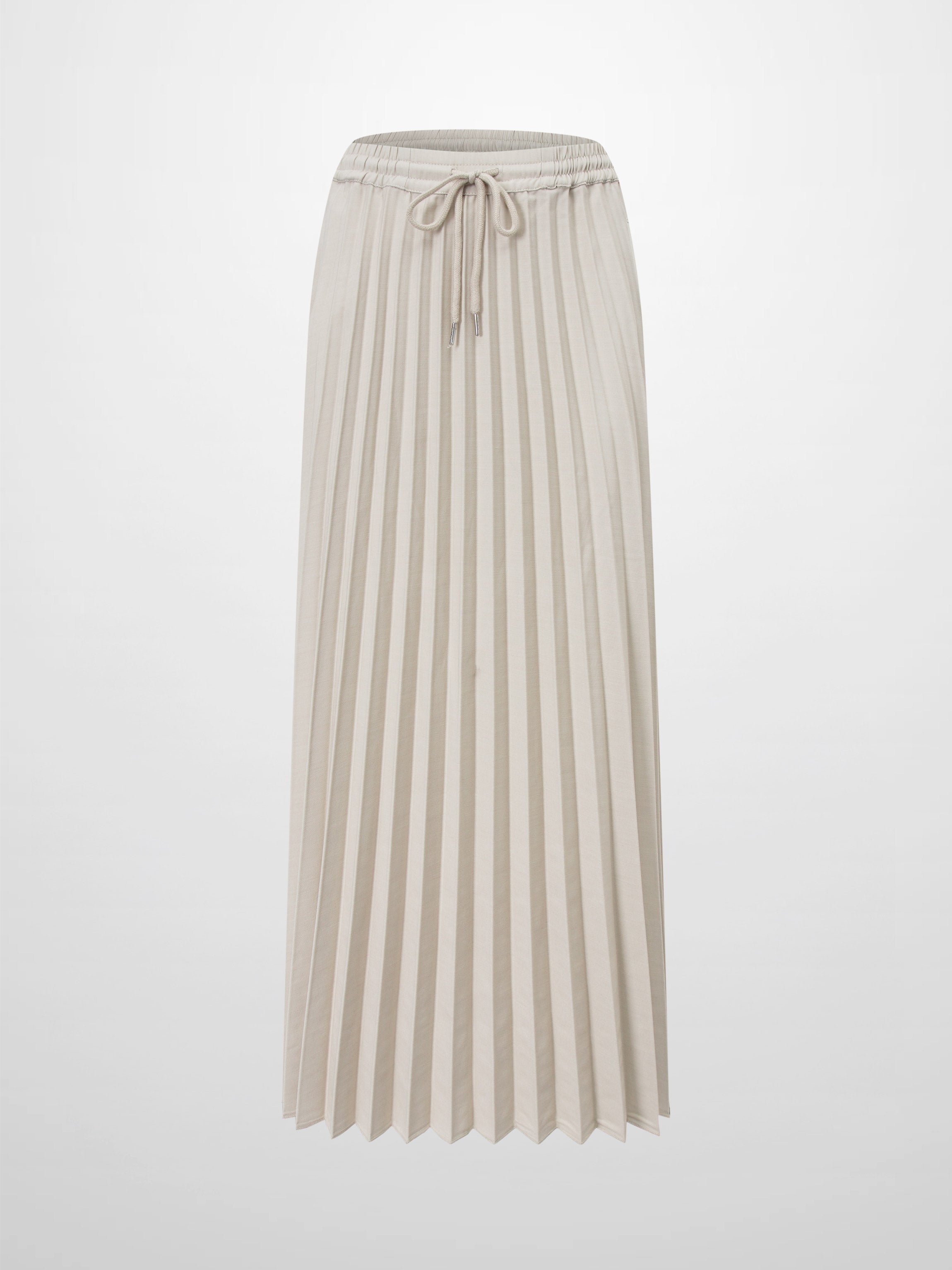 Elastic Waist Micro Pleat Skirt-Tan