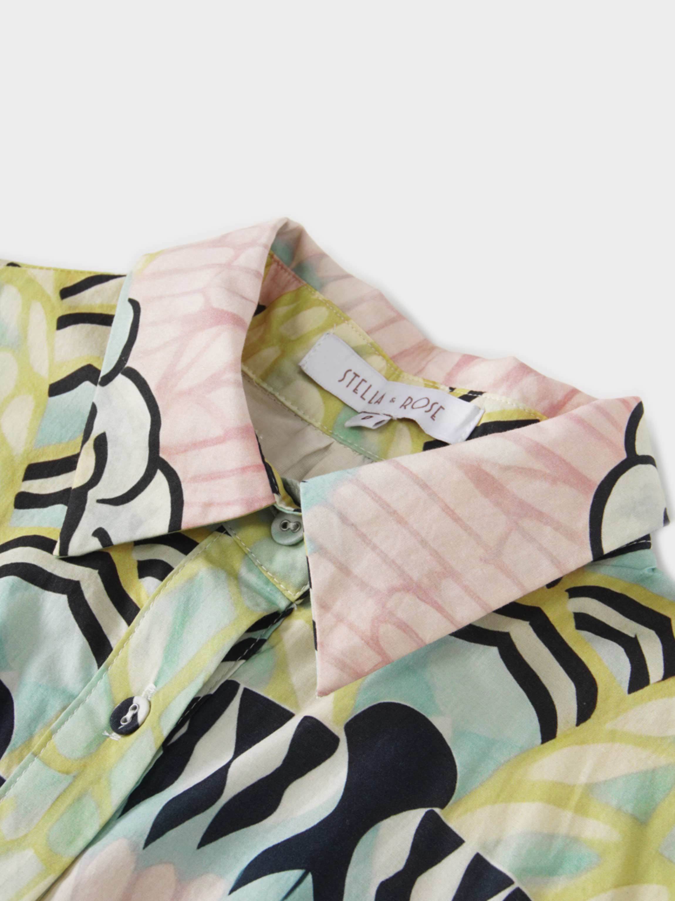 Printed Cotton Belted Shirtdress-Pastel Cloud