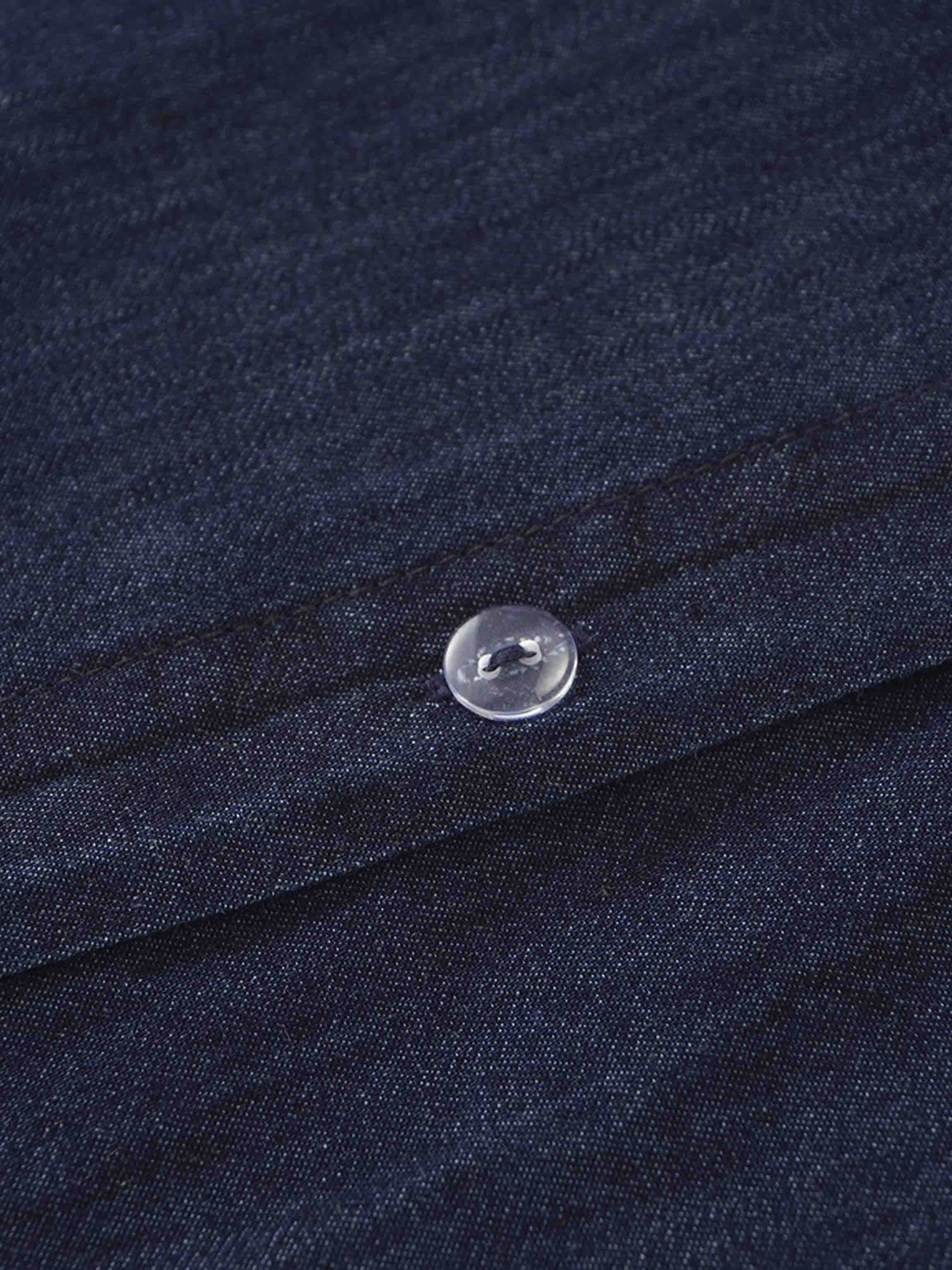 Denim Button Down Blouse-Dark Blue