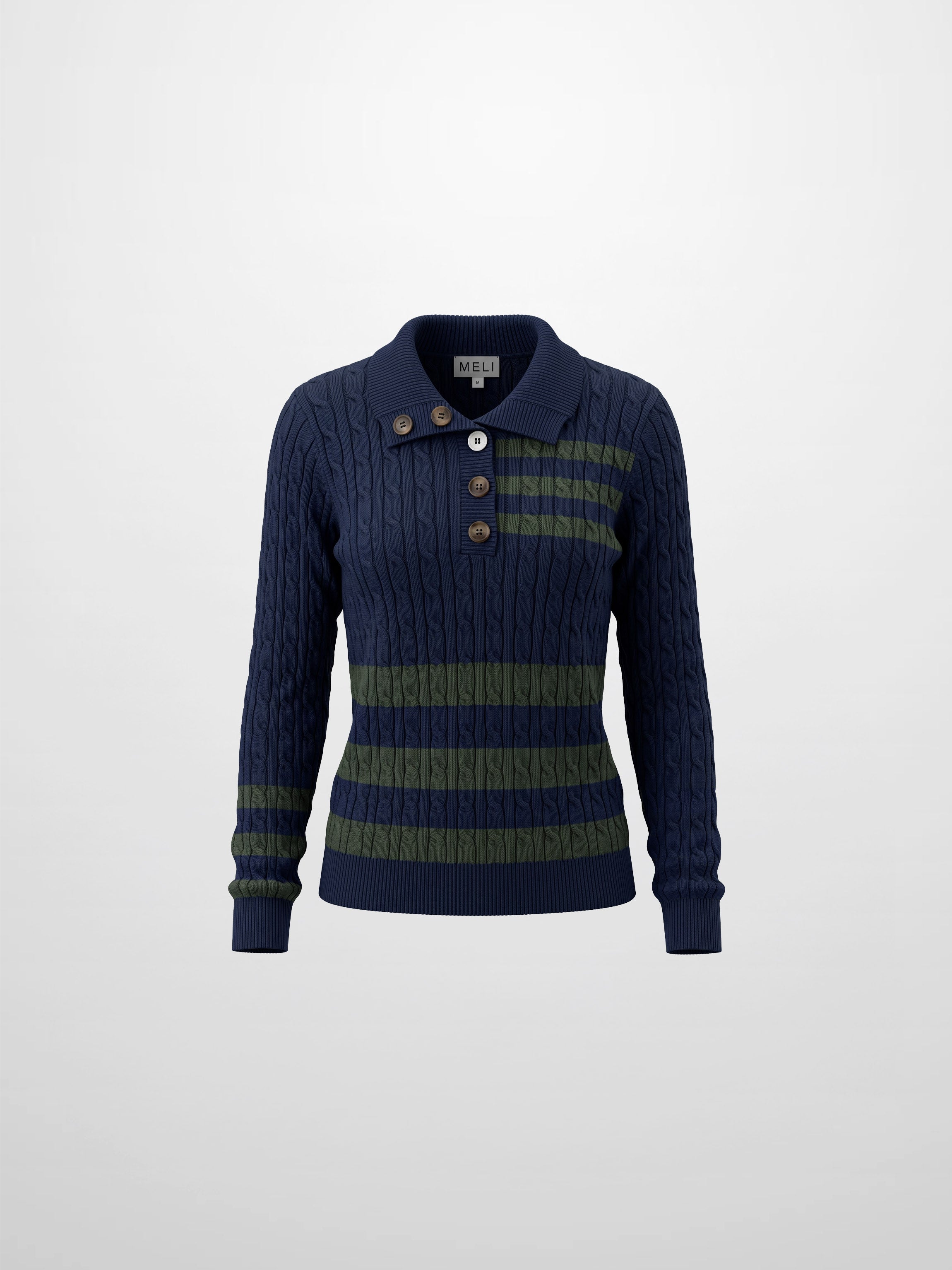 Mix Stripe Cable Sweater - Blue and Green