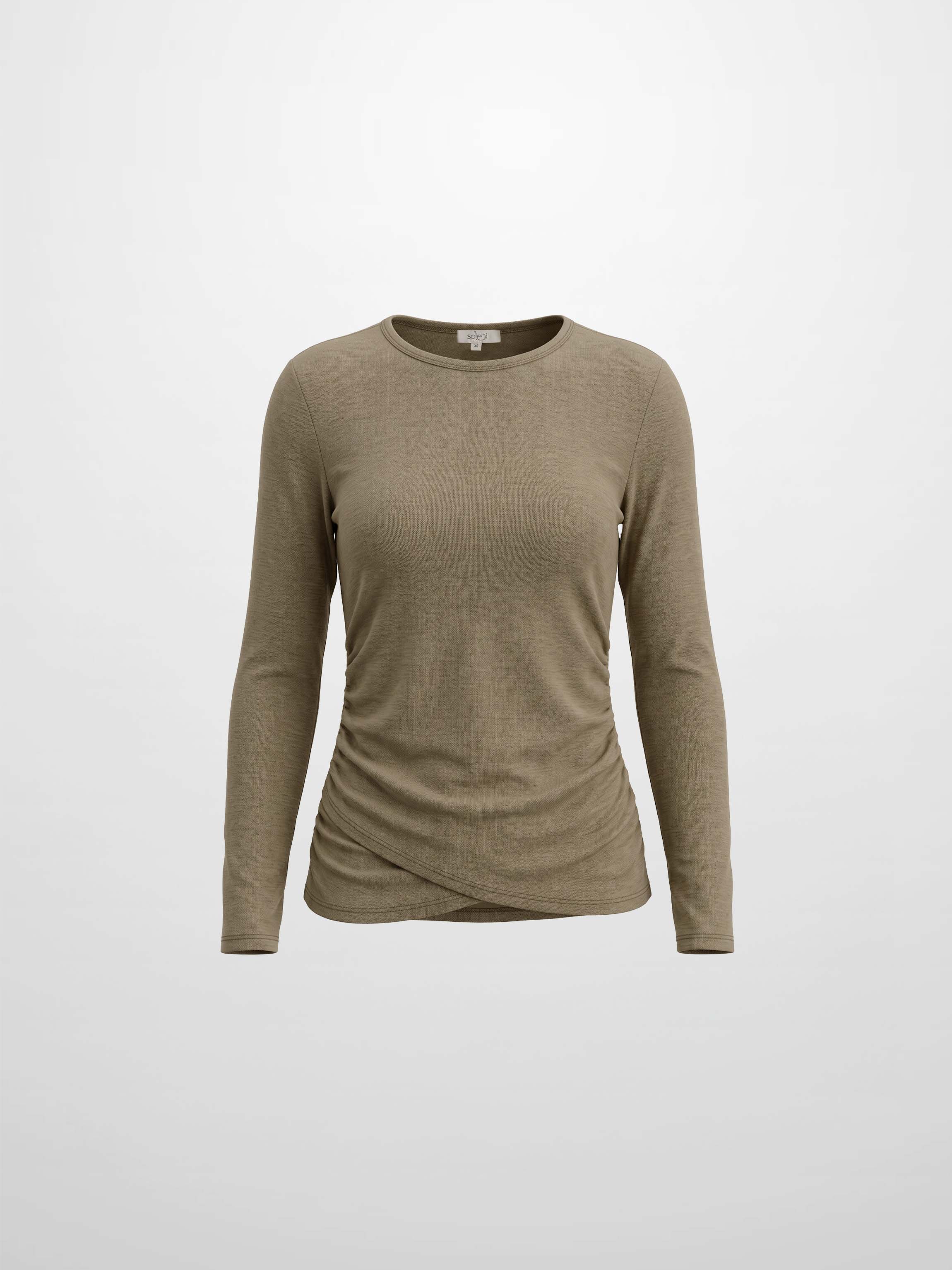 Bottom Crossover Knit Top - Tan