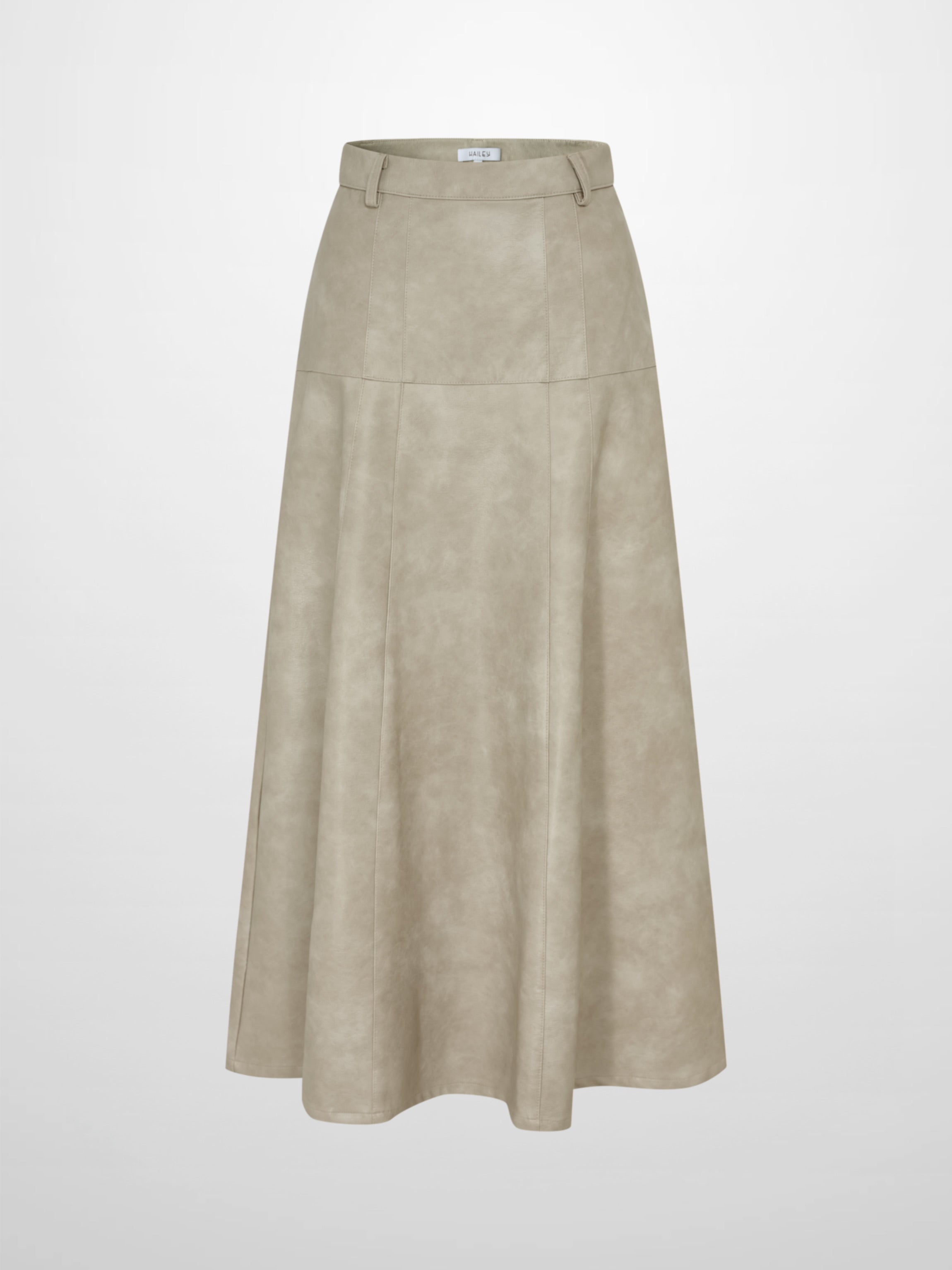 Smoked Faux Leather Skirt - Stone