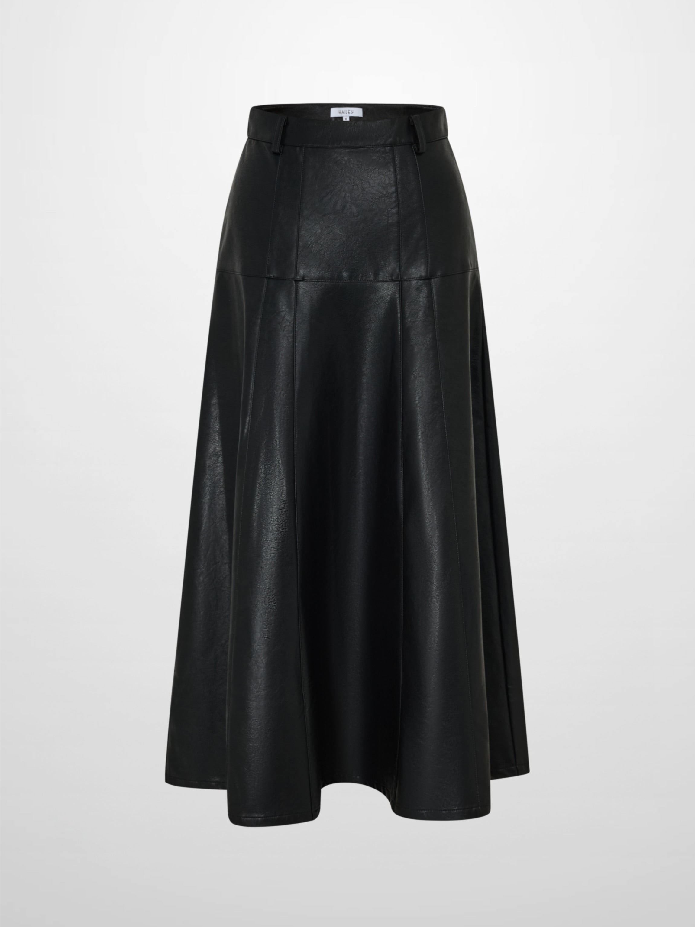 Smoked Faux Leather Skirt - Black