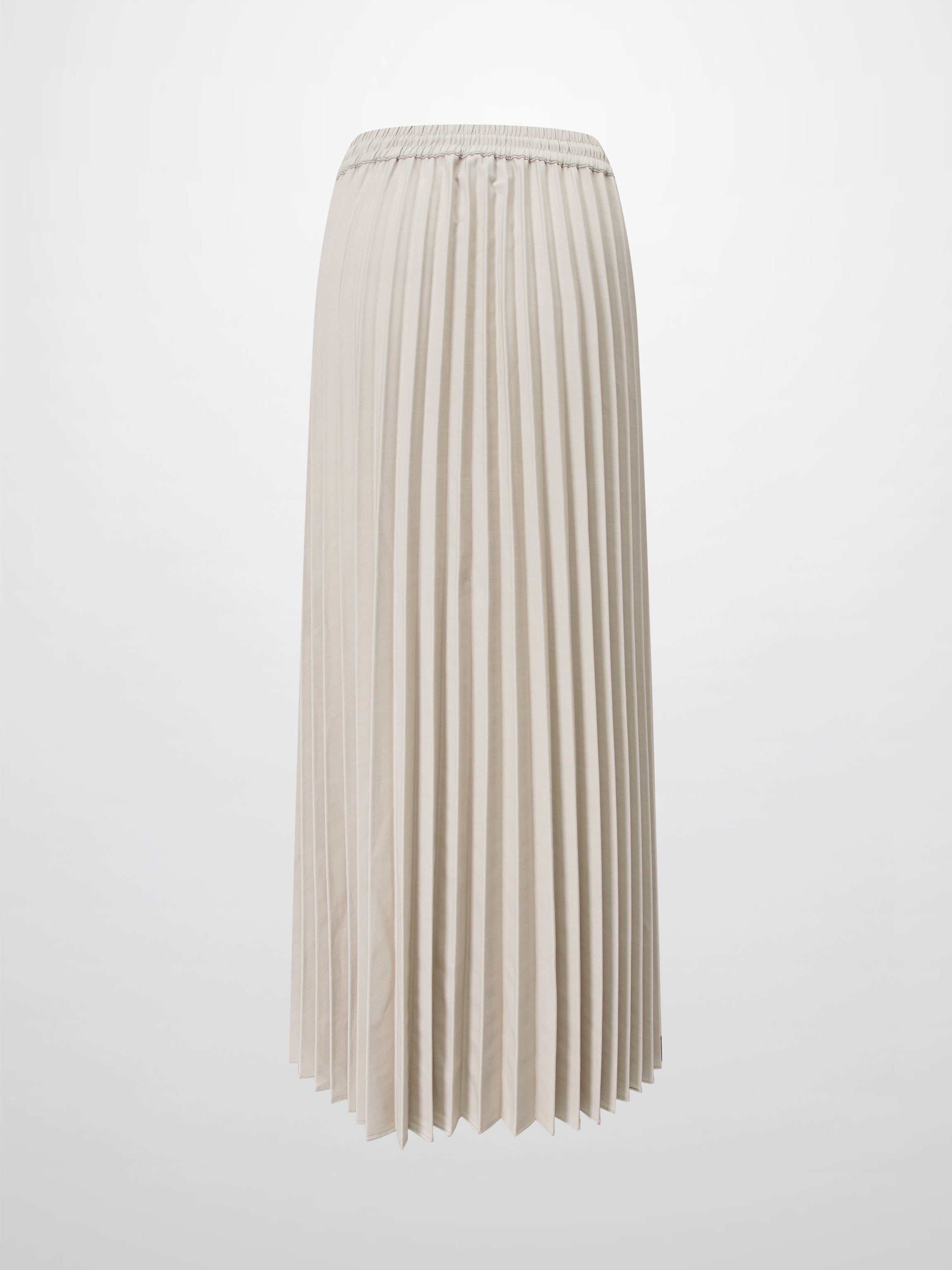 Elastic Waist Micro Pleat Skirt-Tan