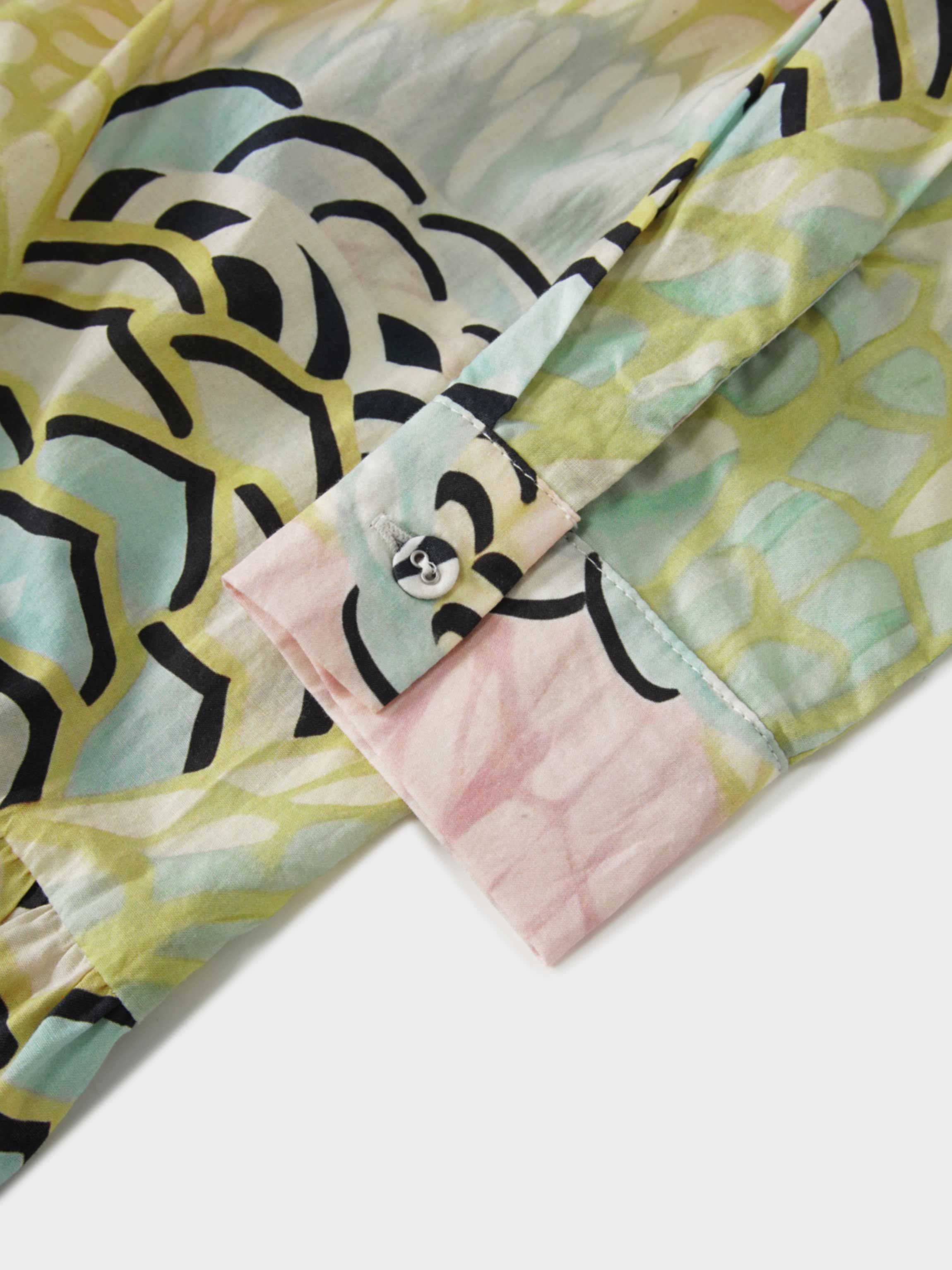 Printed Cotton Belted Shirtdress-Pastel Cloud