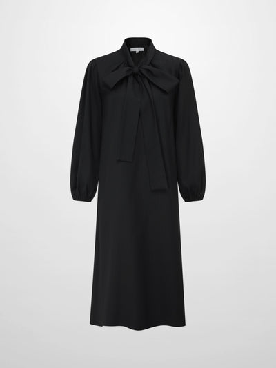 High Low Neck Tie Dress - Black/Blue