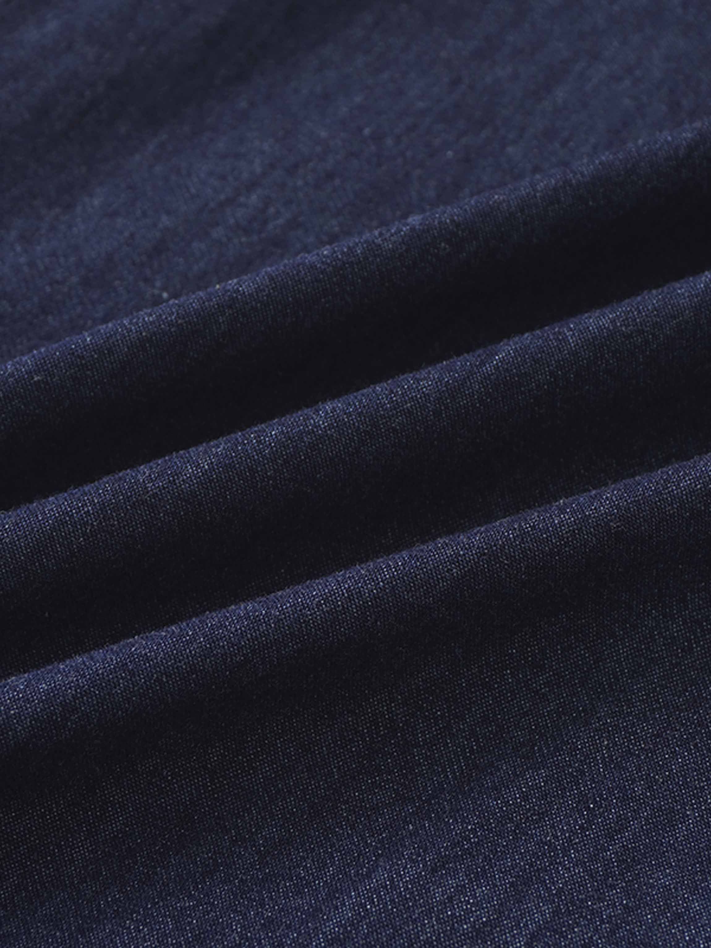 Denim Button Down Blouse-Dark Blue