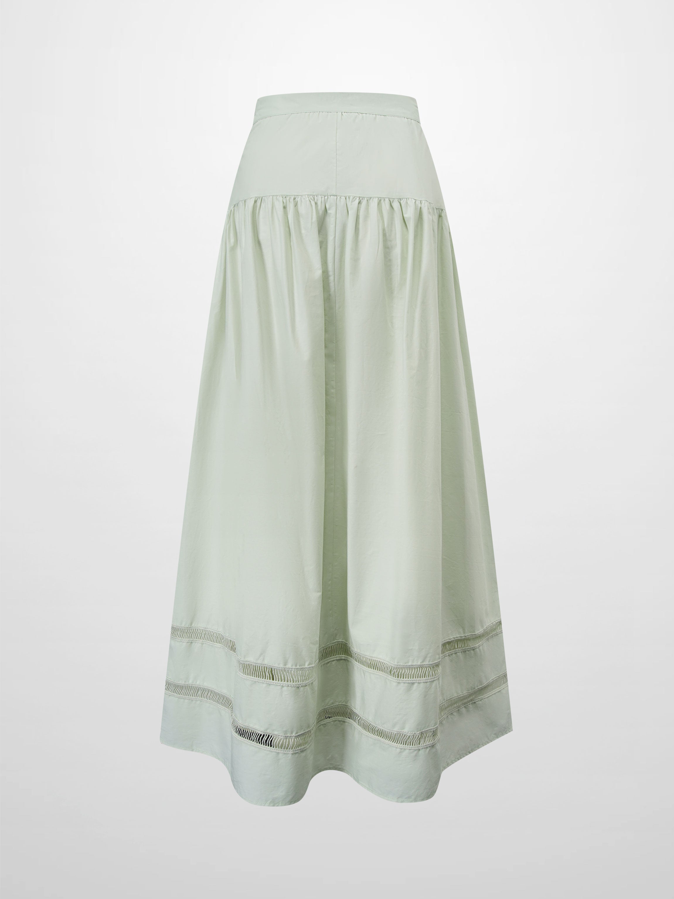 Border Cut Out Yoke Skirt-Mint