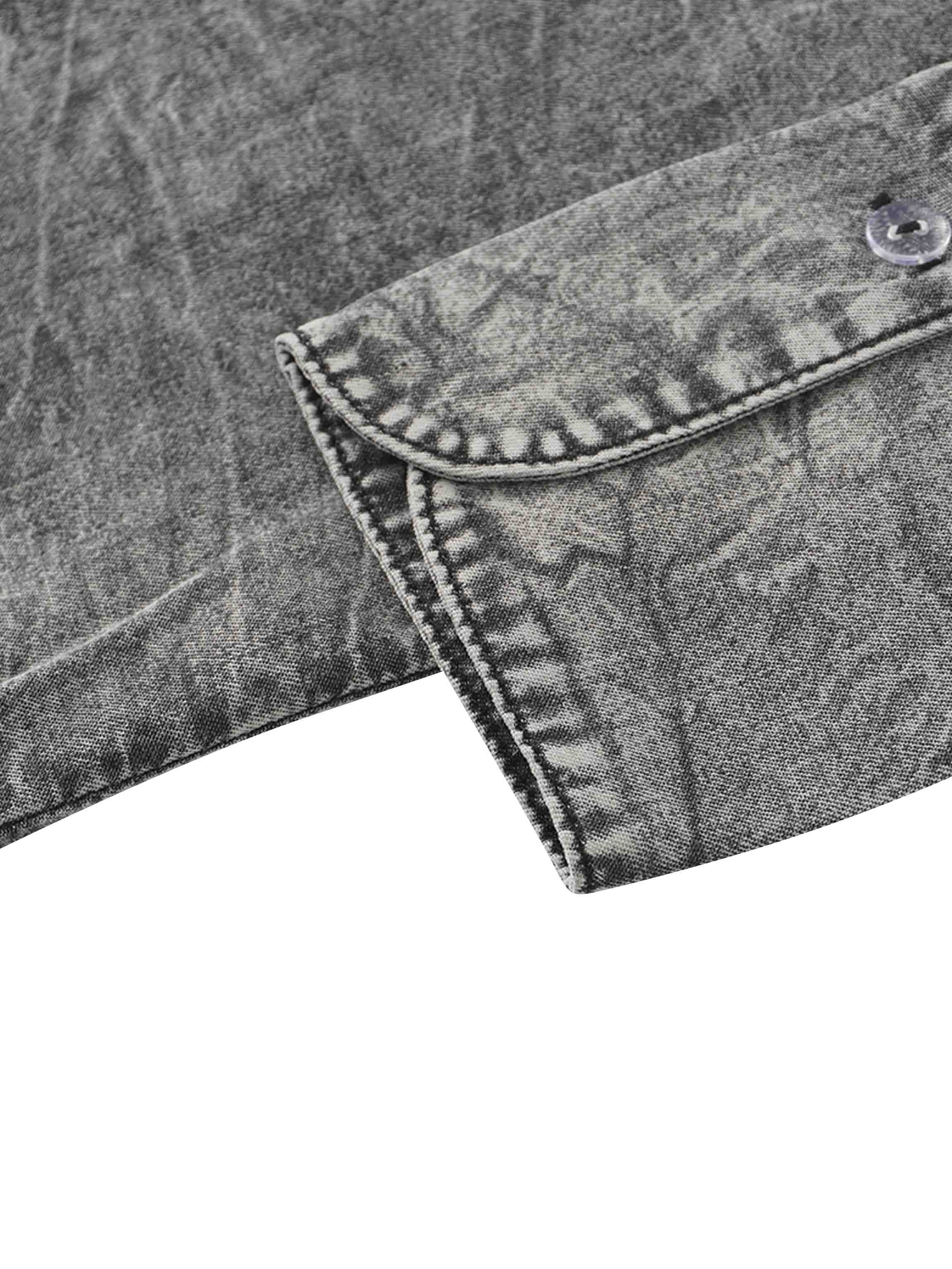 Denim Button Down Blouse-Washed Black