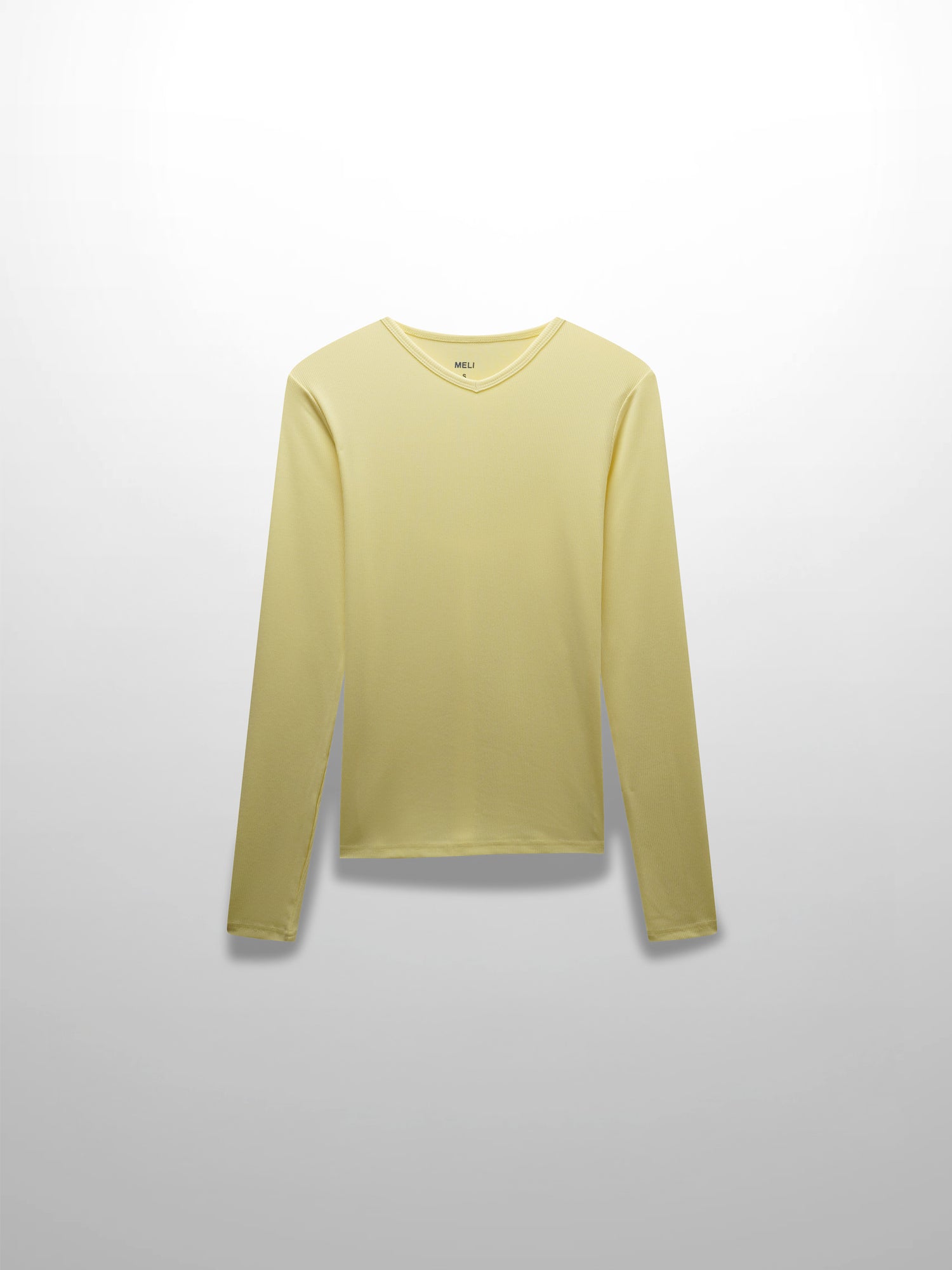 RIBBED HIGH V TEE LS-BUTTER YELLOW