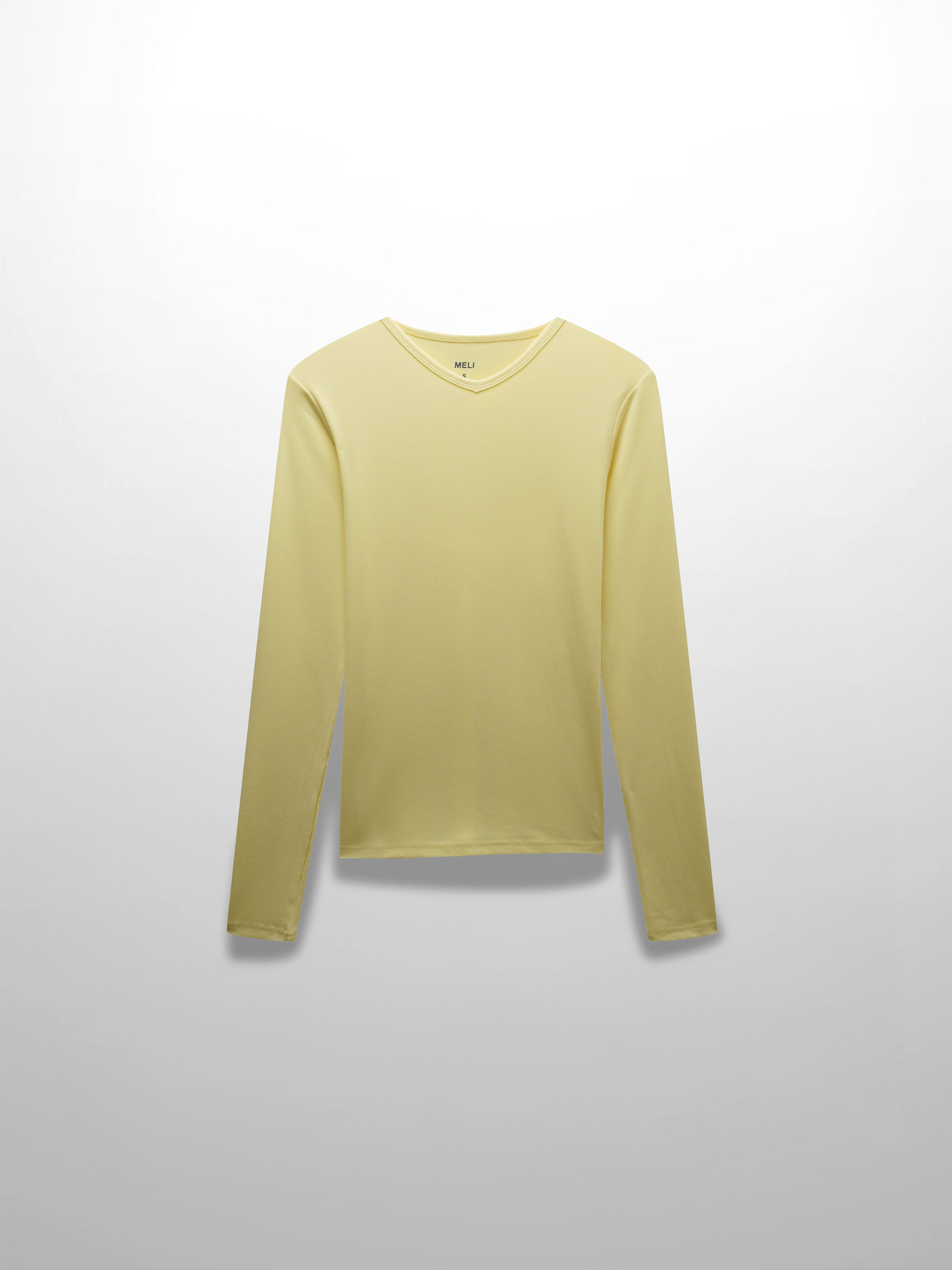 RIBBED HIGH V TEE LS-BUTTER YELLOW