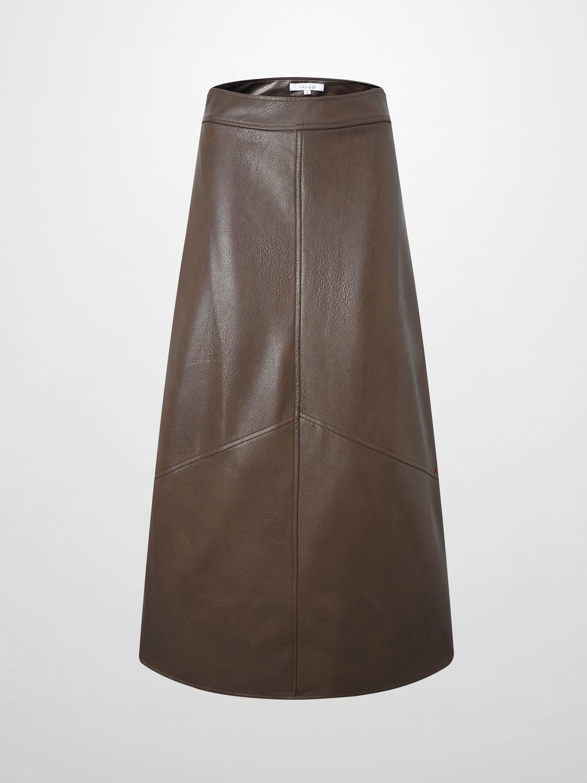Textured Faux Leather Seam Skirt - Brown