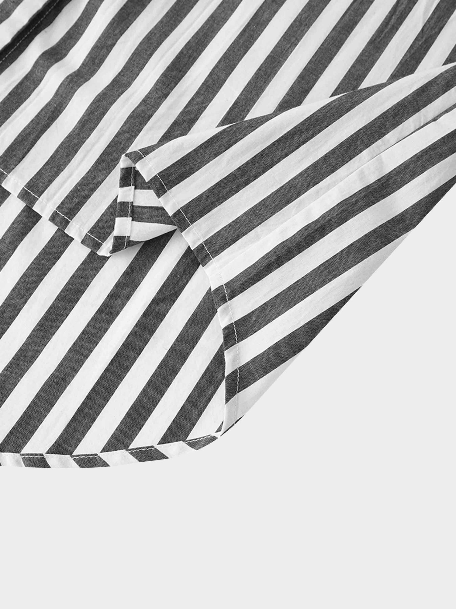 Striped Pocket Cotton Blouse-Black