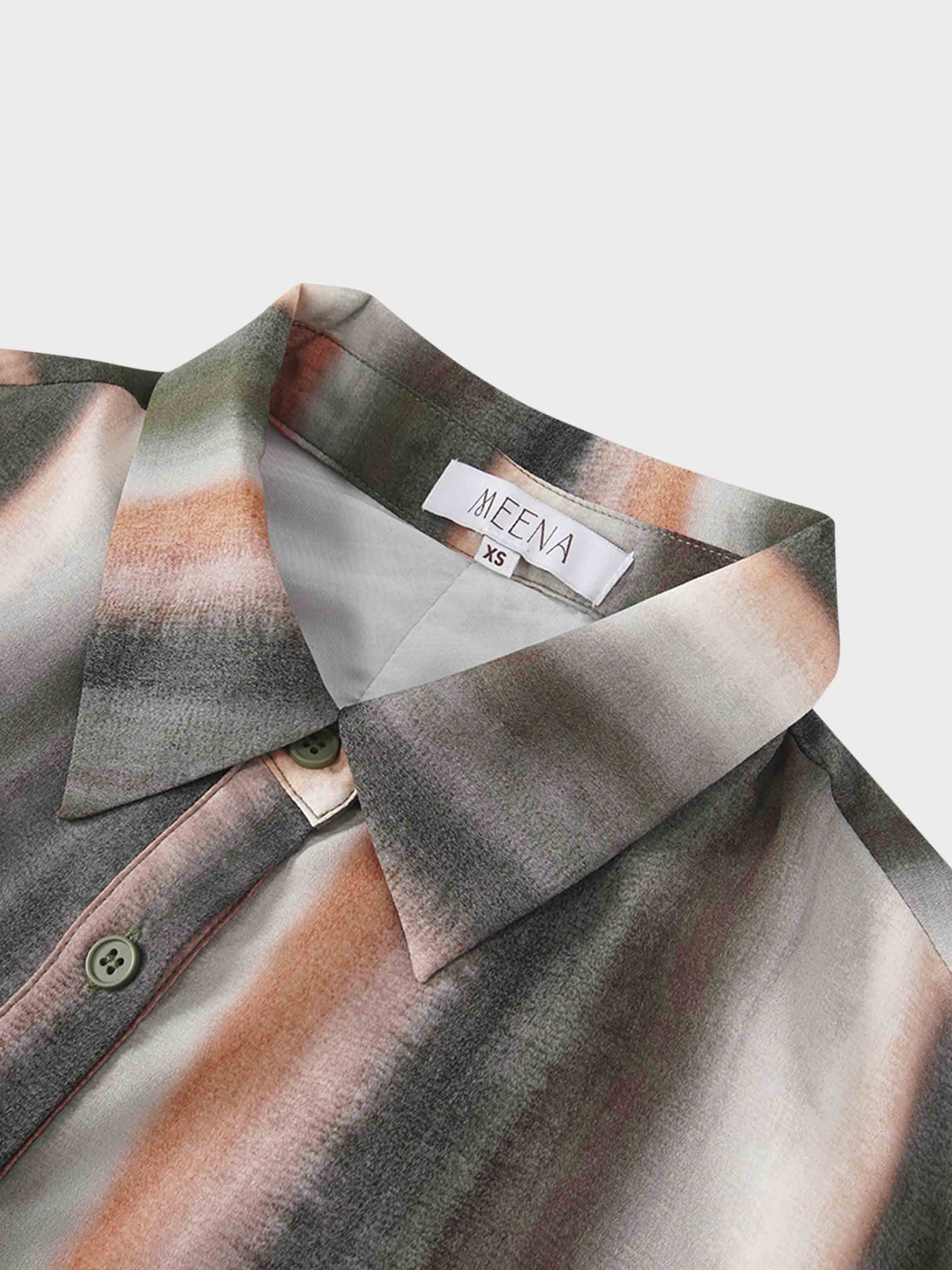 Front Shirred Shirtdress-Ombre Stripe