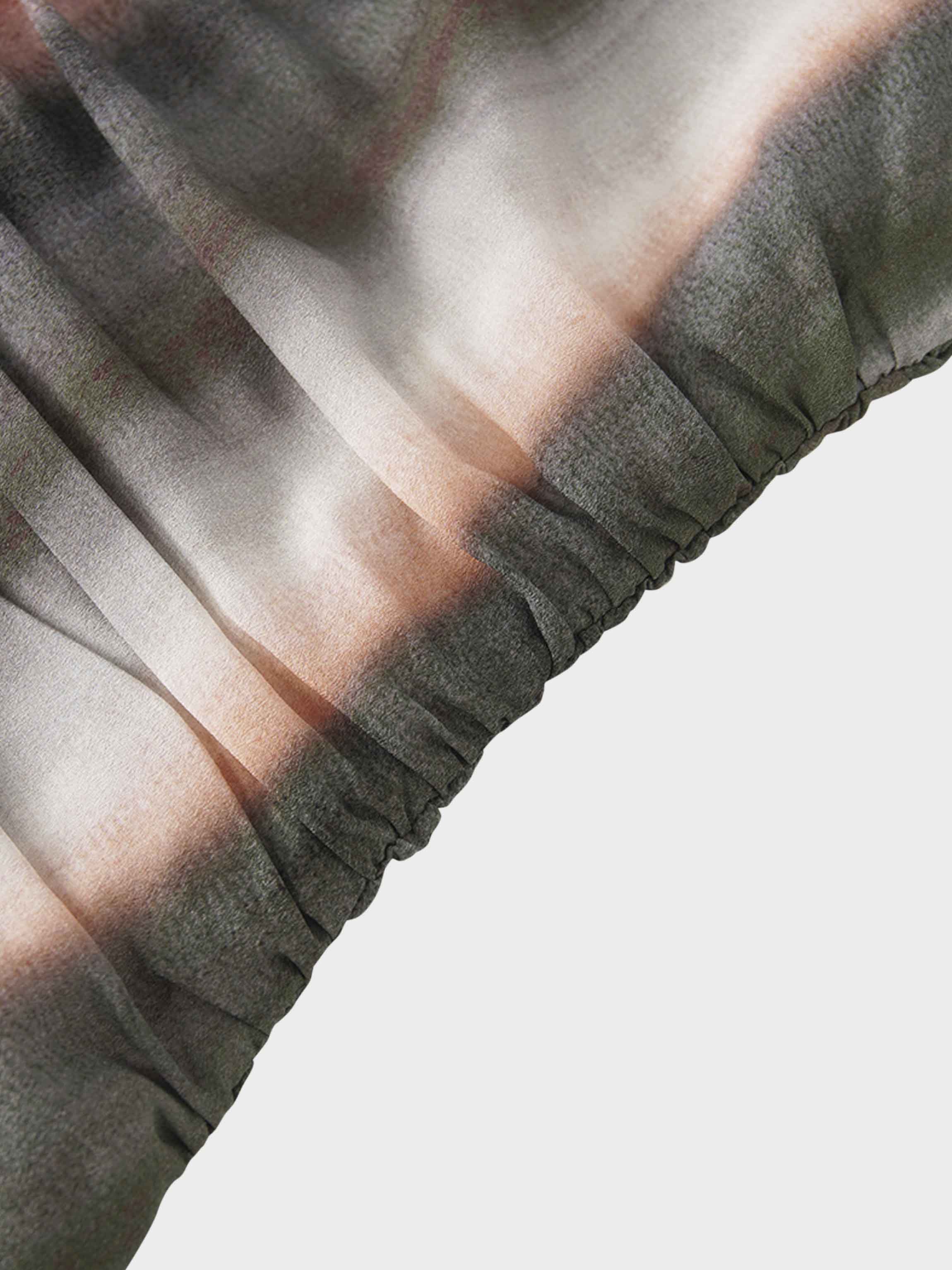 Front Shirred Shirtdress-Ombre Stripe