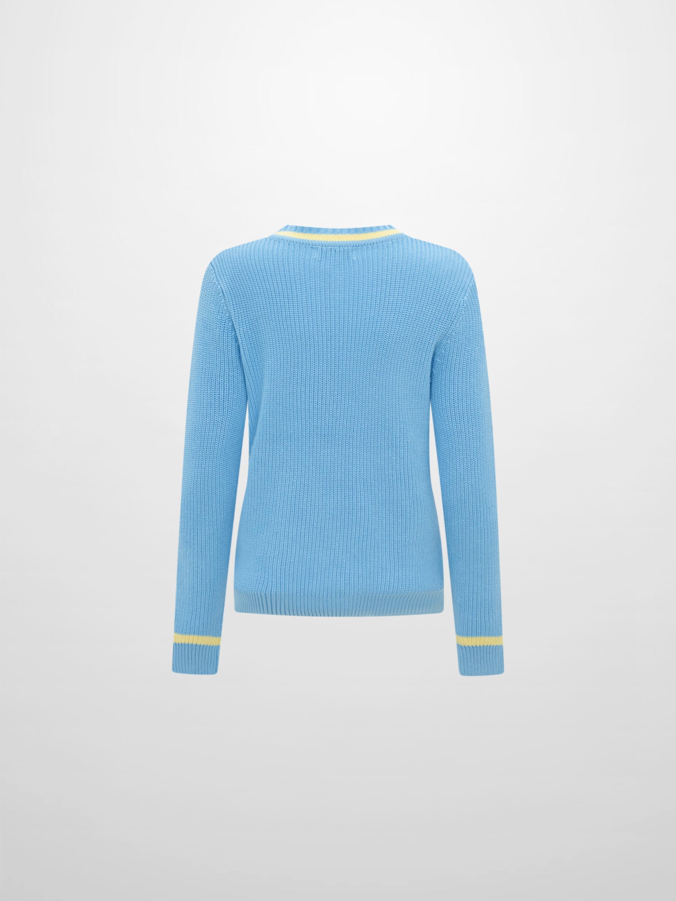 V Neck Varsity Sweater - Light Blue/Yellow