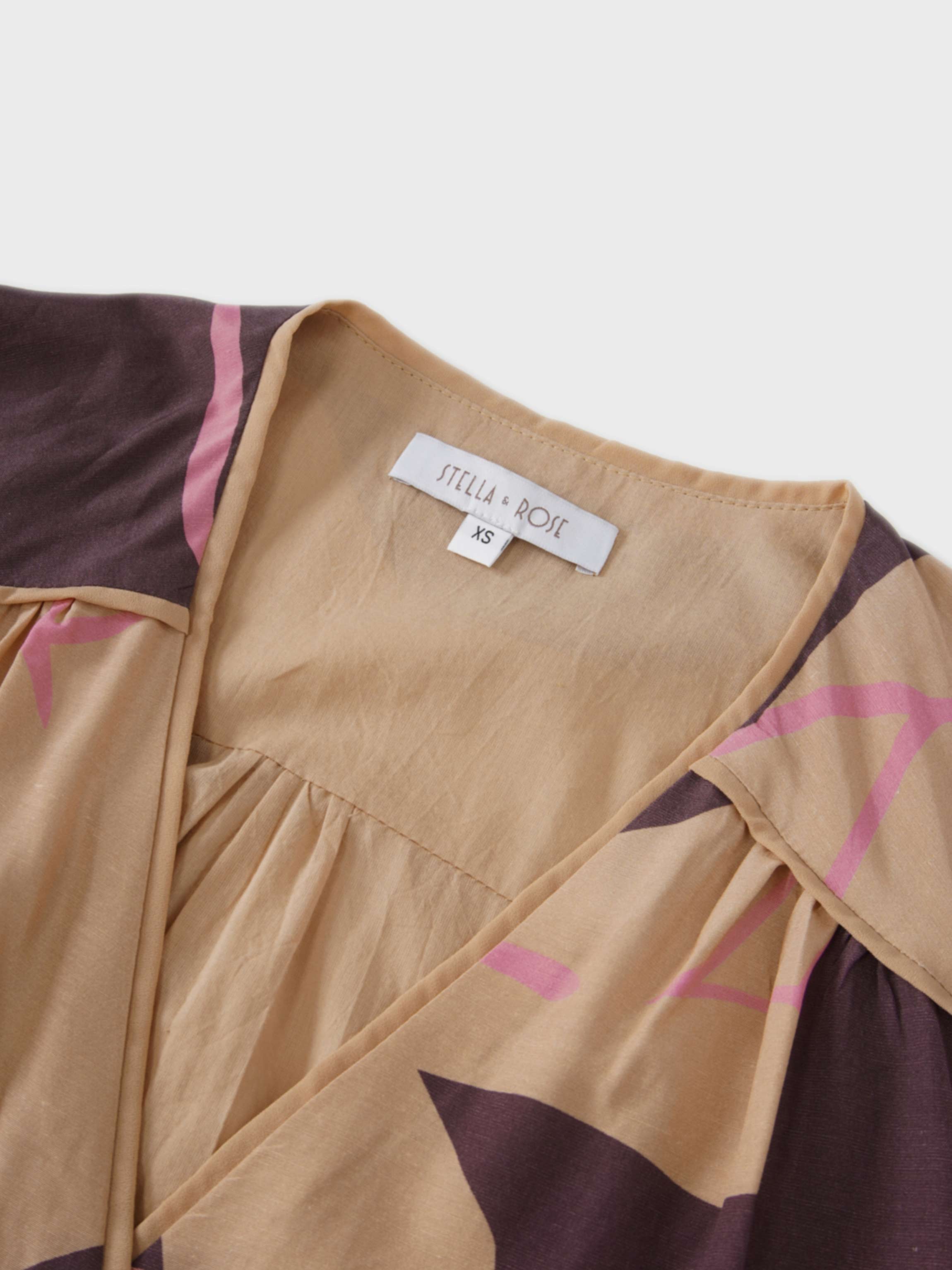 Flutter Sleeve Wrap Dress-Peach Floral