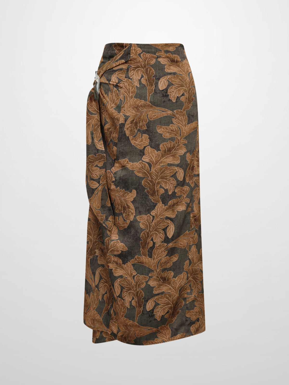 Front Buckle Skirt - Gold Floral