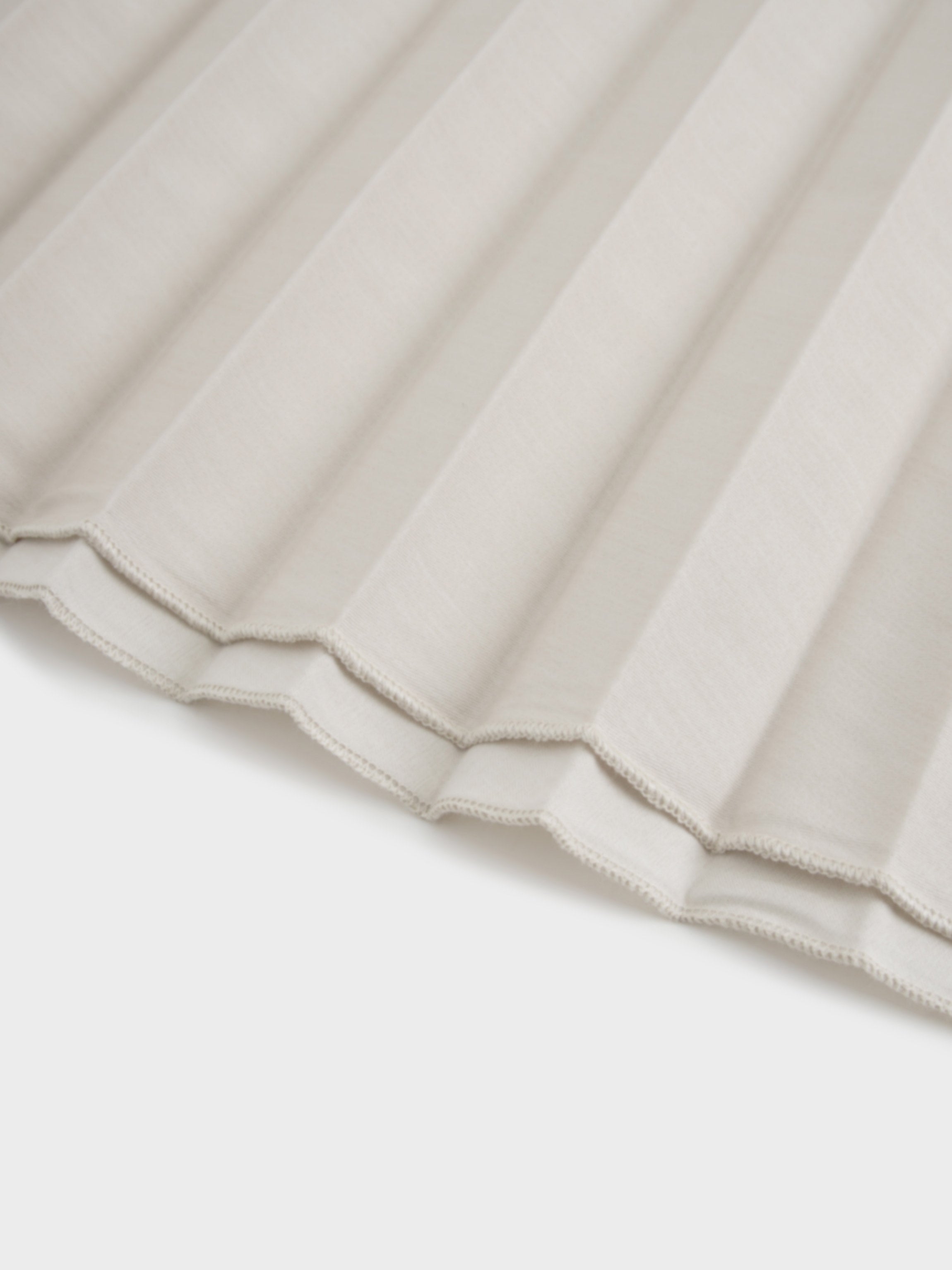 Elastic Waist Micro Pleat Skirt-Tan