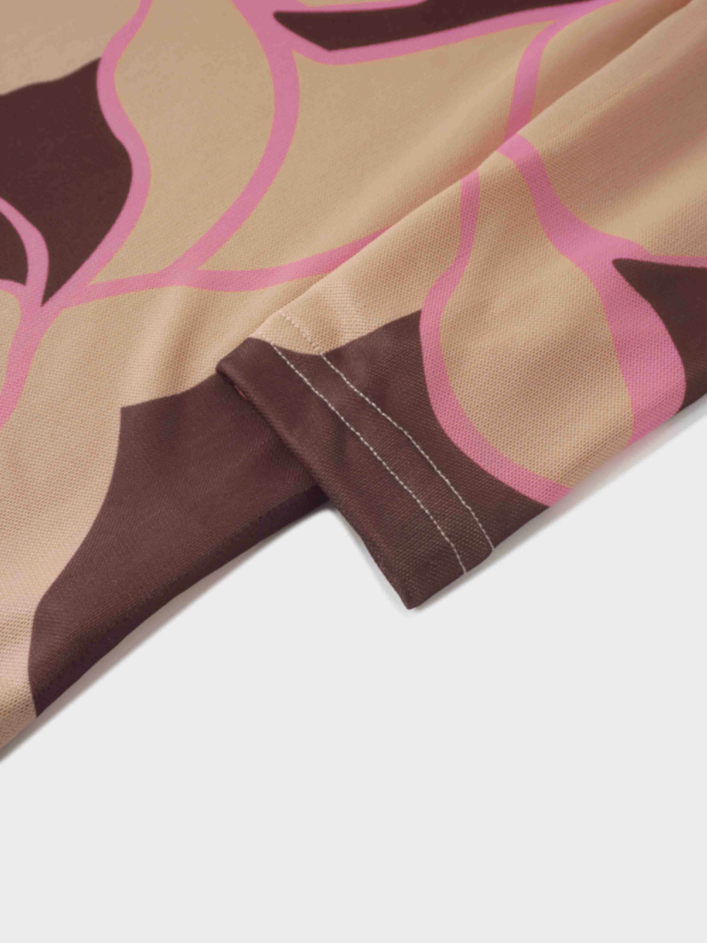 Crew Neck Printed Mesh Top-Peach Floral