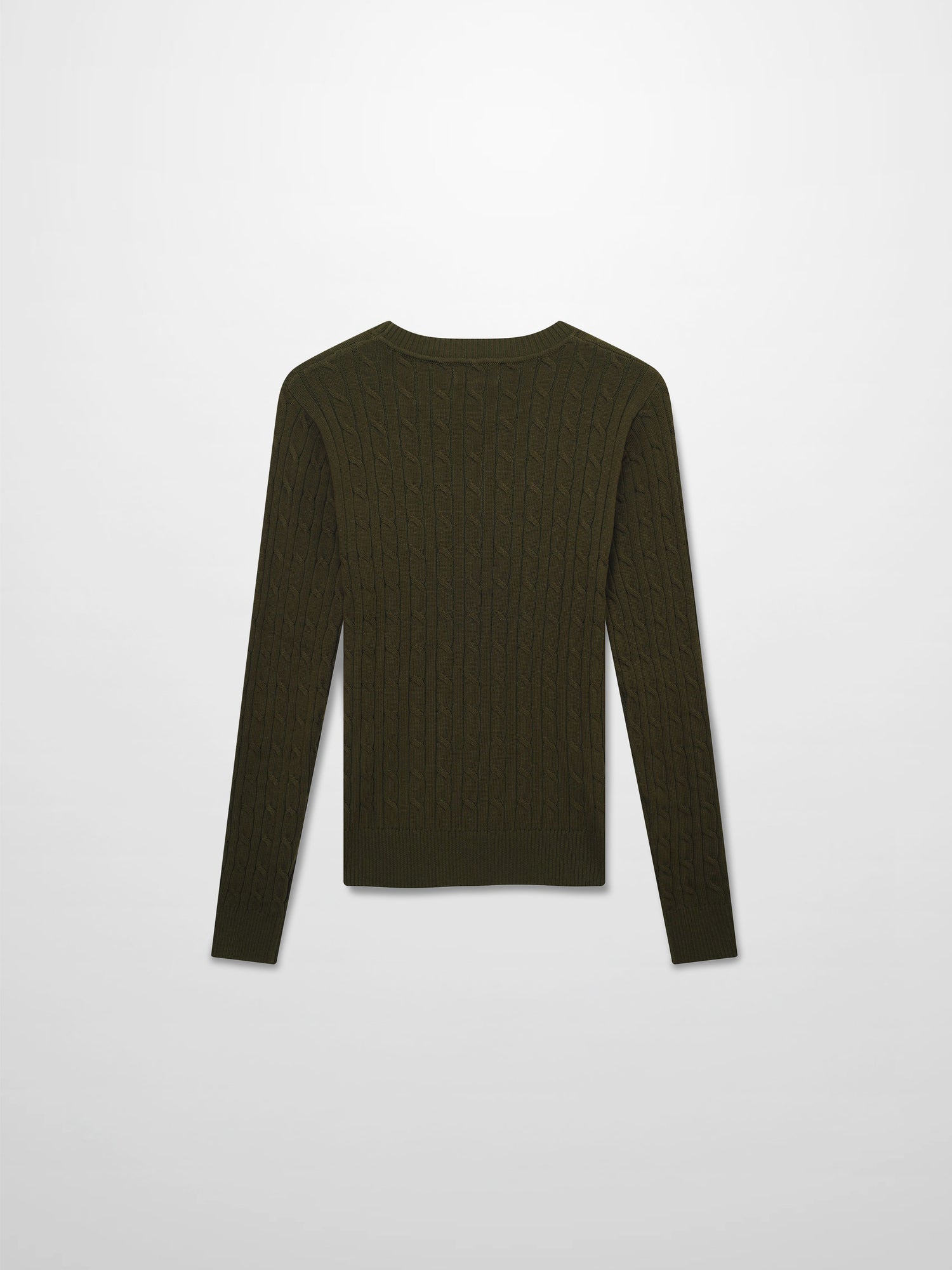 Crew Neck Cable Sweater-Olive Green