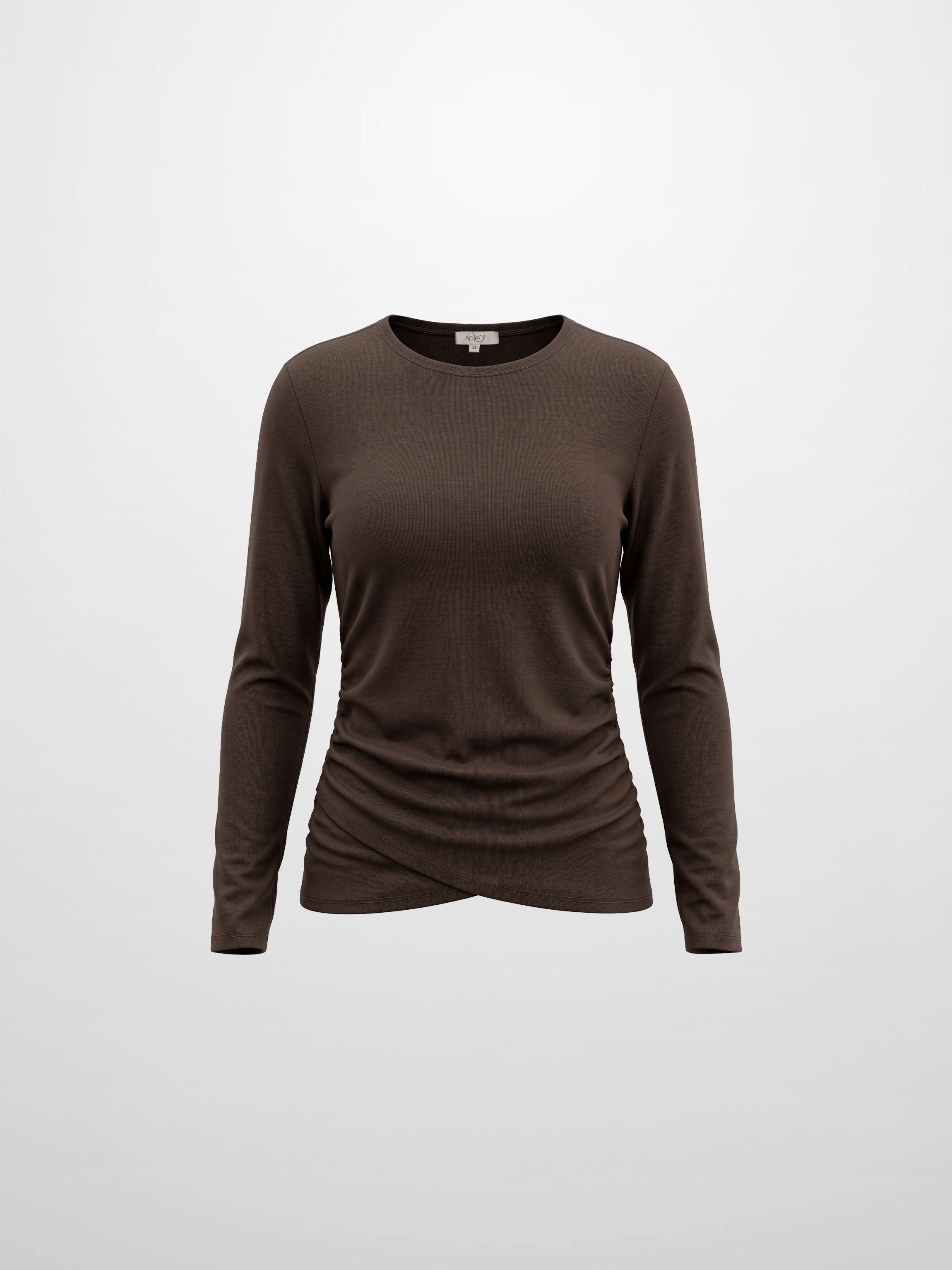 Bottom Crossover Knit Top - Brown