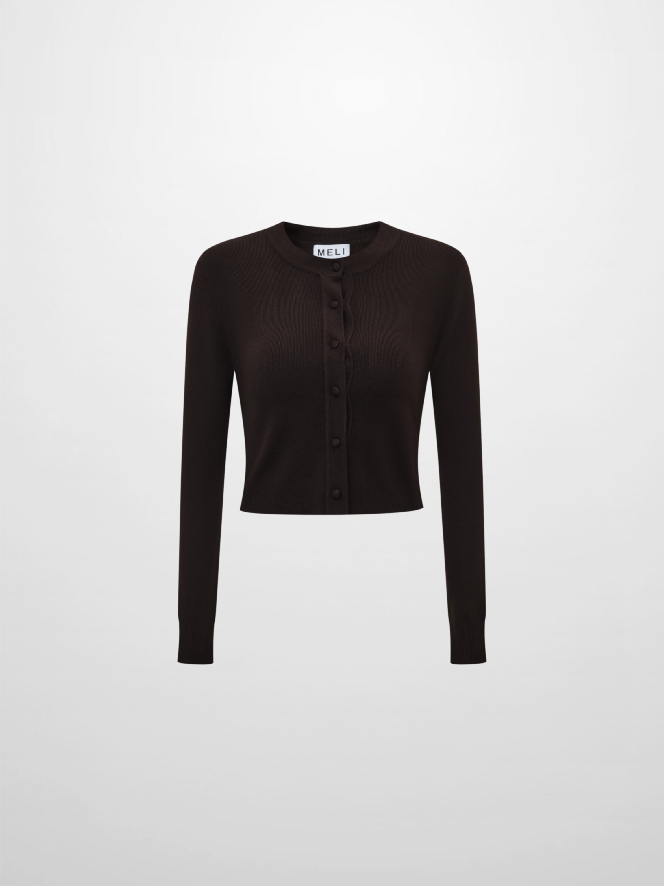 Basic Crew Knit Cardigan 17" - Brown