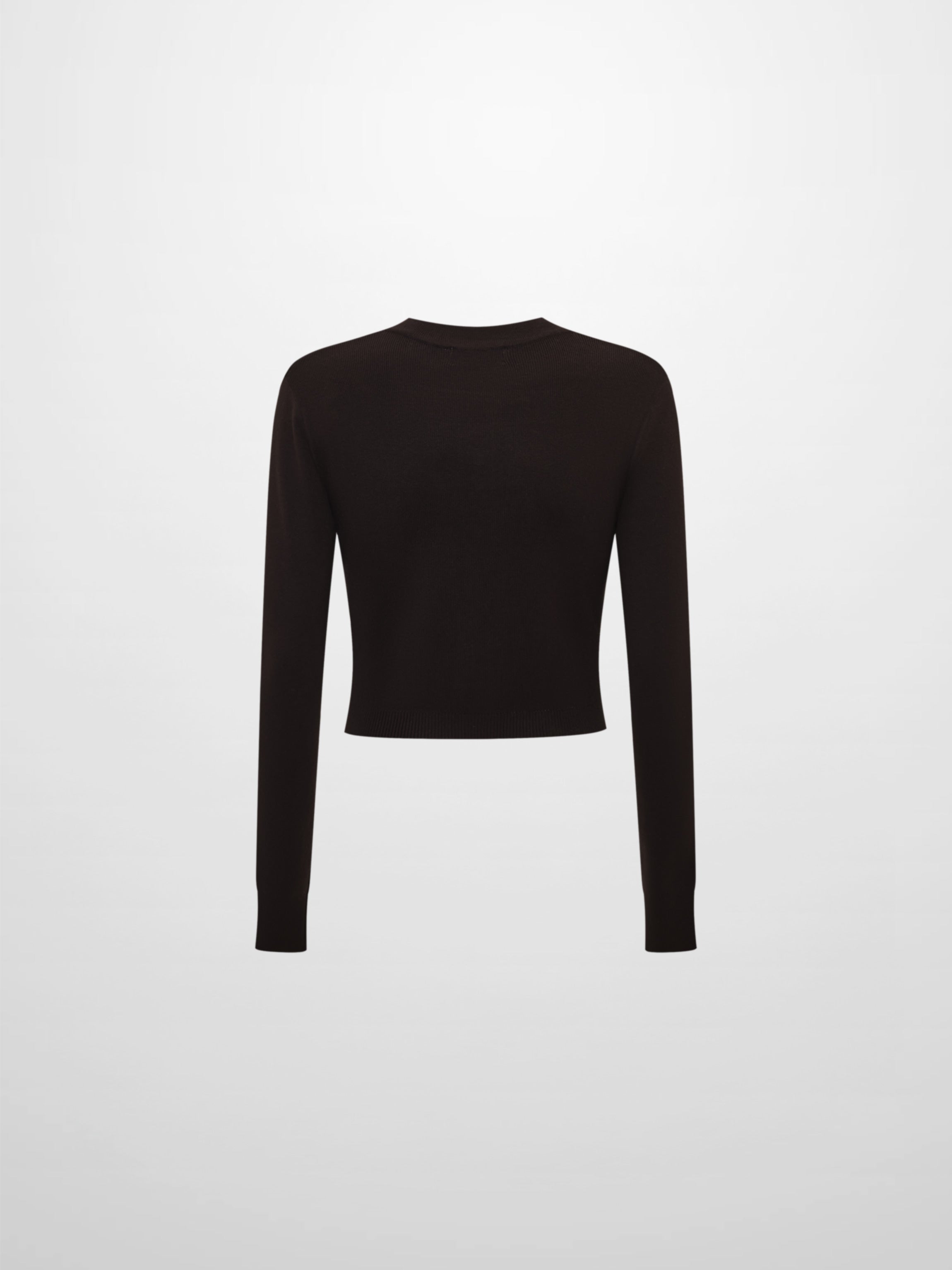 Basic Crew Knit Cardigan 17" - Brown