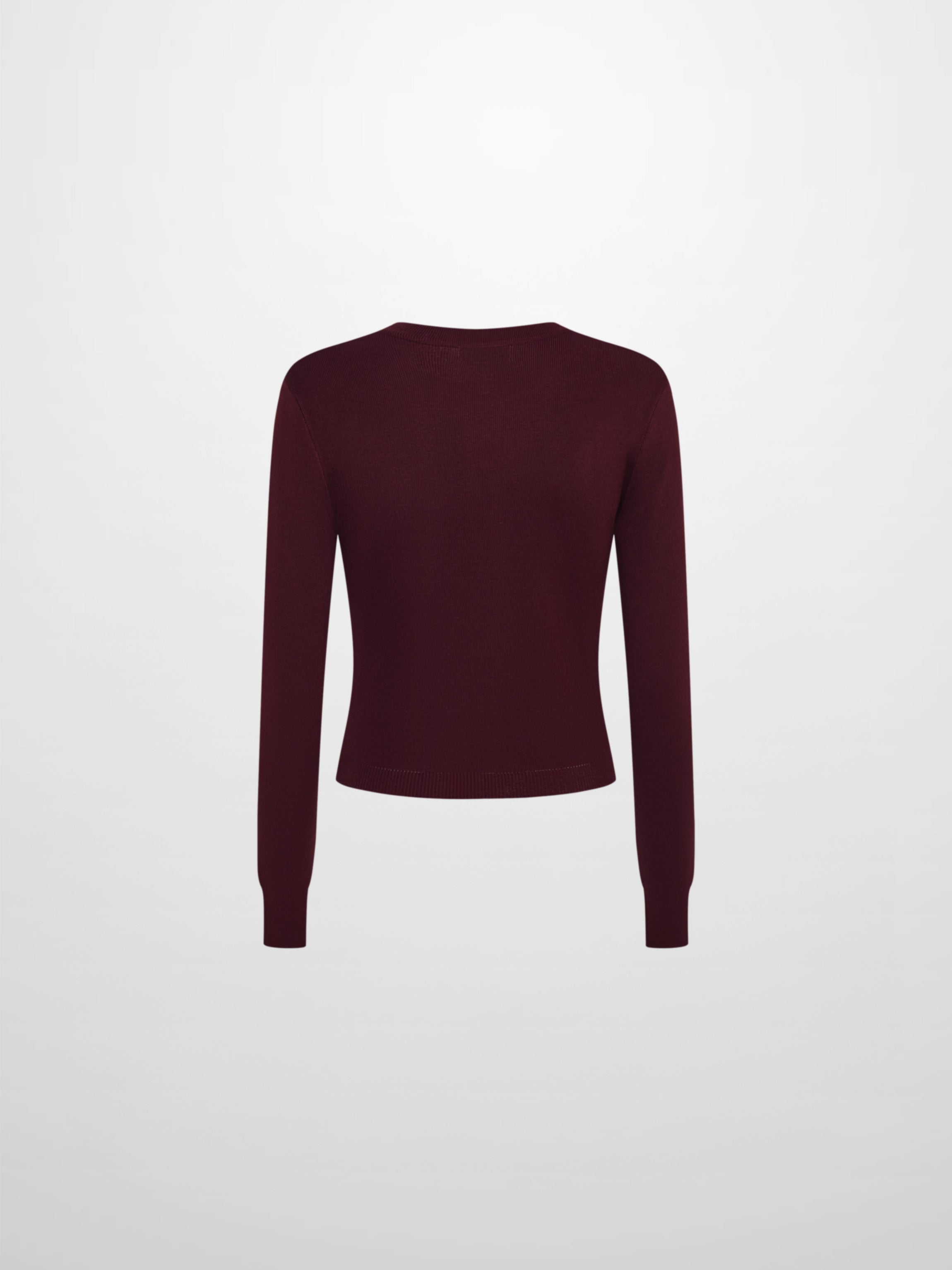 Basic Crew Knit Cardigan 20"- Burgundy