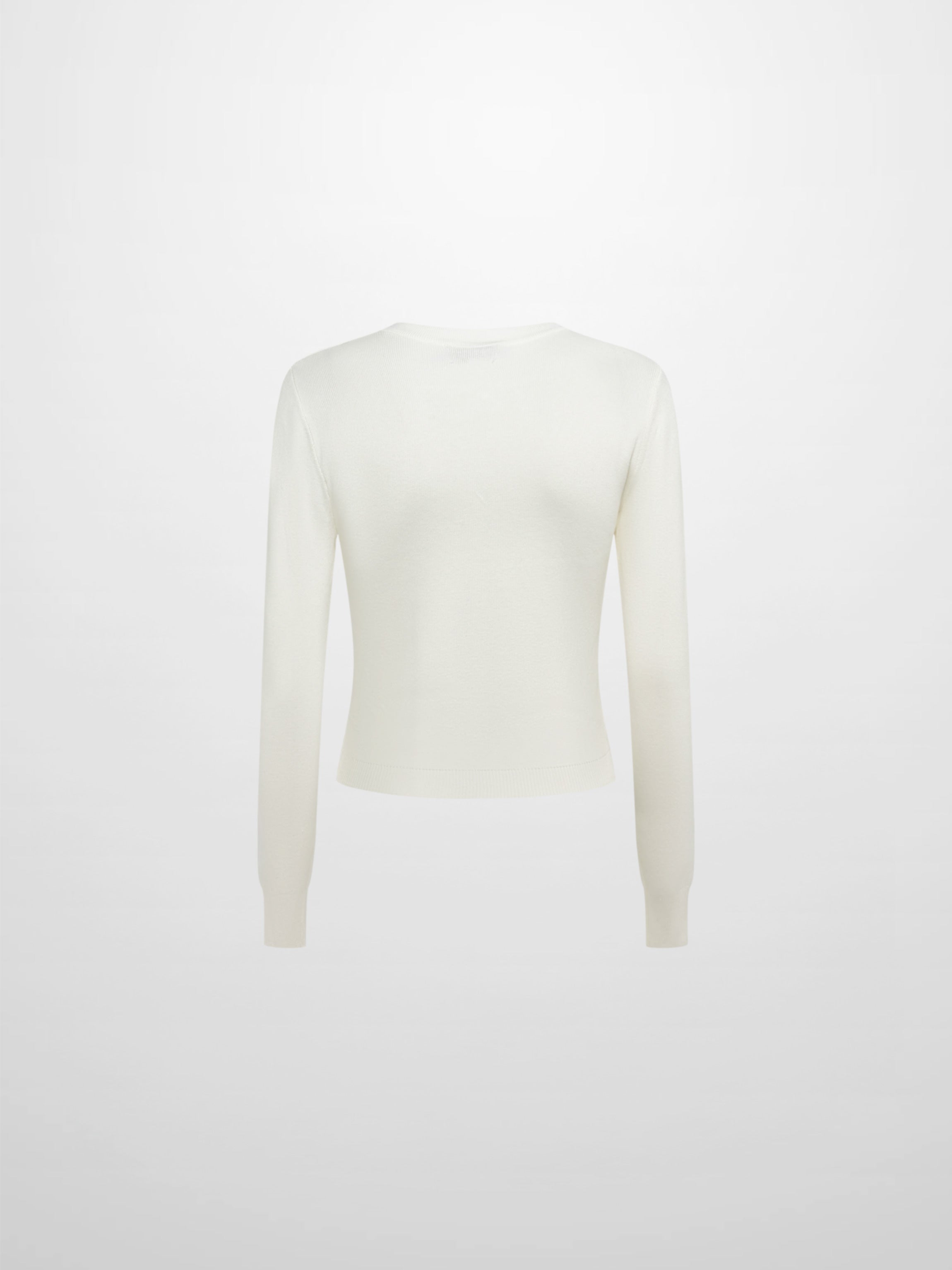 Basic Crew Knit Cardigan 20"- Cream